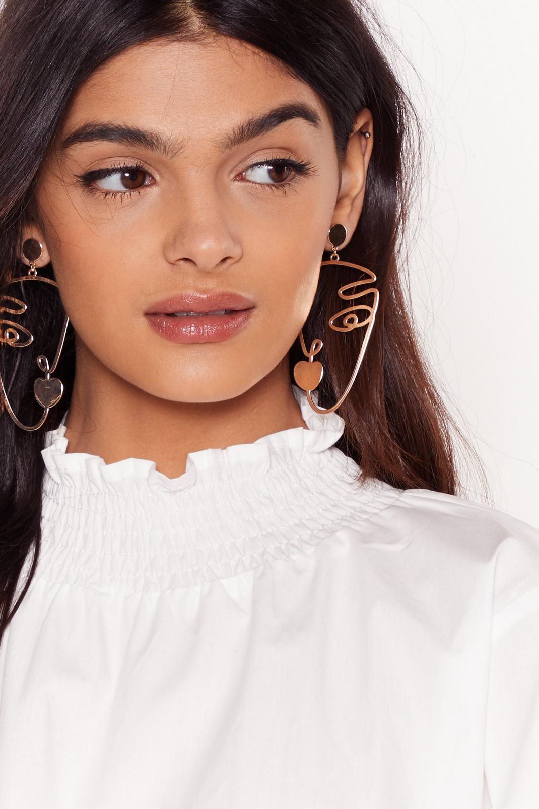 Get Our Best Side Face Drop Earrings image number 1