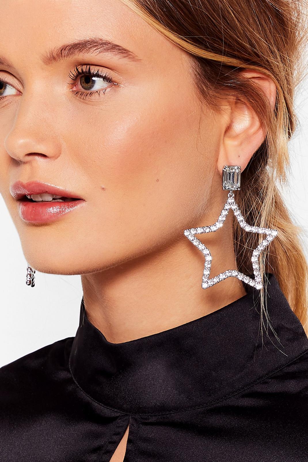You're a Real Diamante Star Earrings image number 1