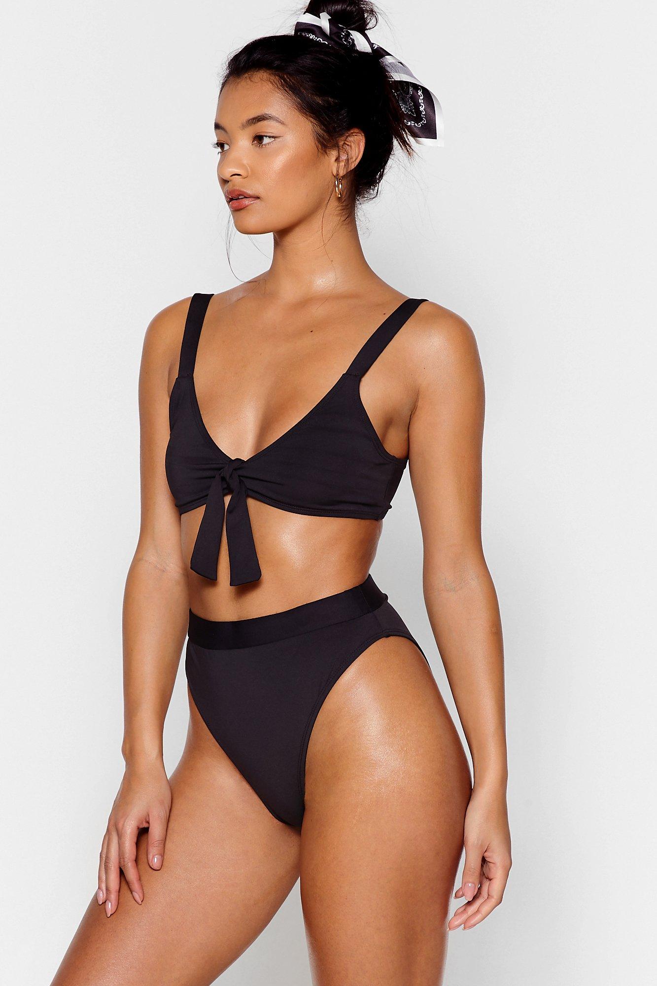 Black Mix Match High Leg Bikini Bottoms