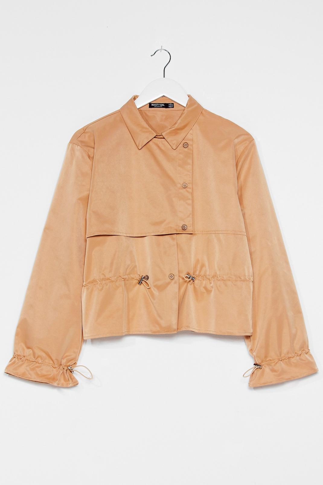 Camel Button Front Cropped Trench Coat image number 1