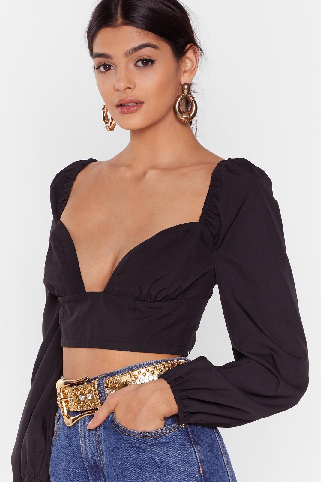 Taken the Plunge Sweetheart Cropped Blouse image number 1