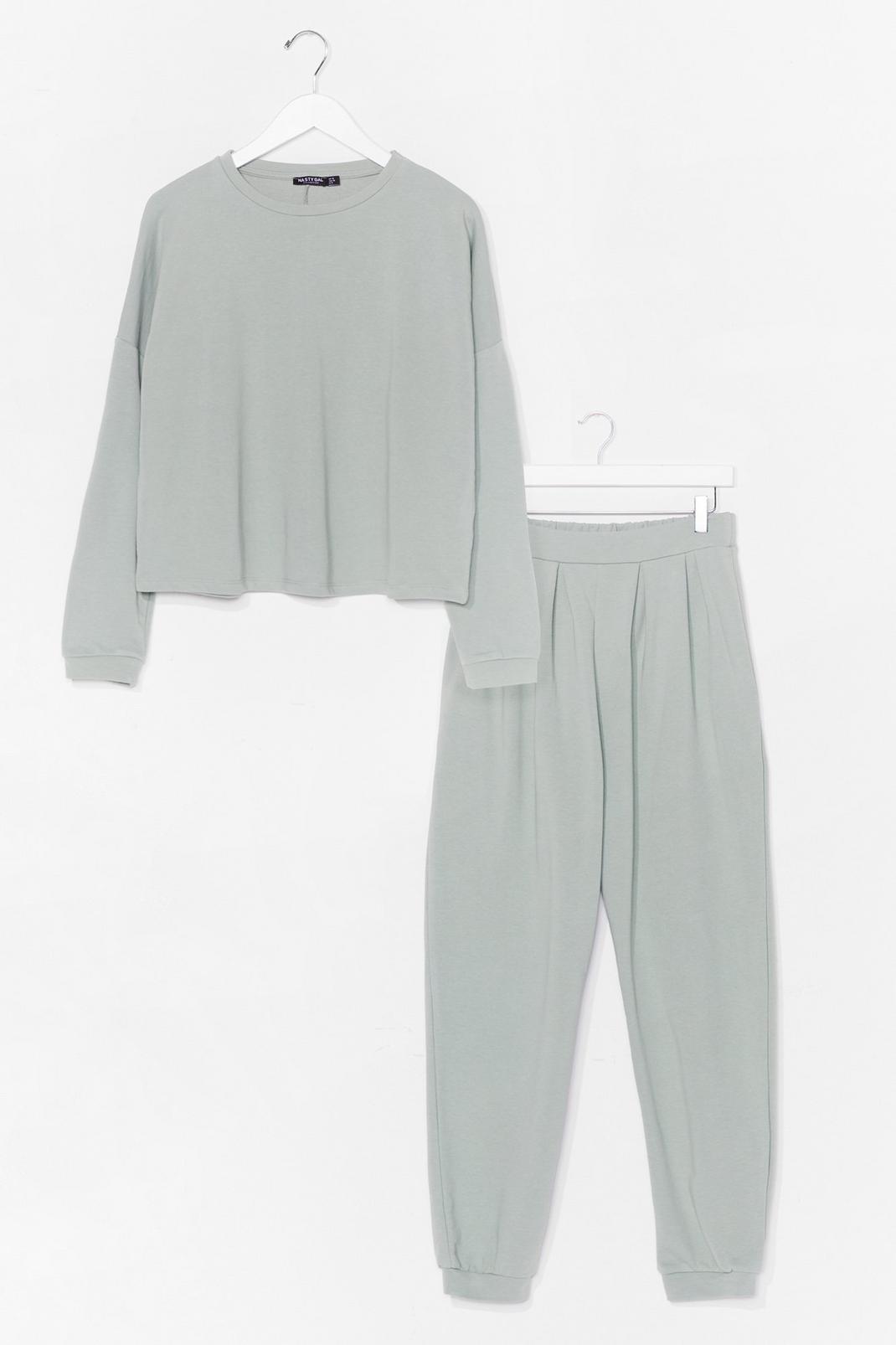 Sage Work Together Sweater and Pleated Joggers Set image number 1