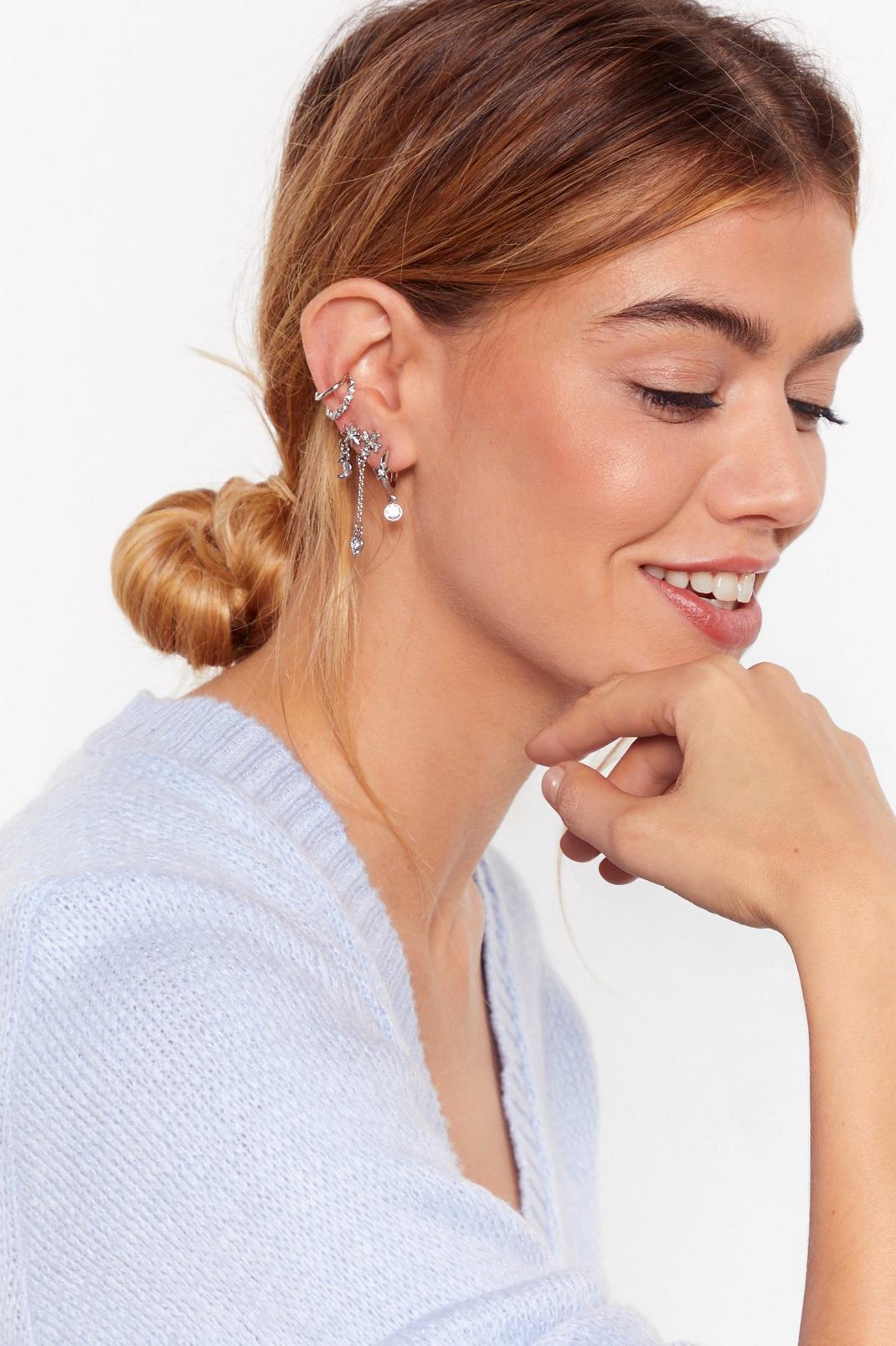 Silver Huggie Earring 5-Pc Set image number 1