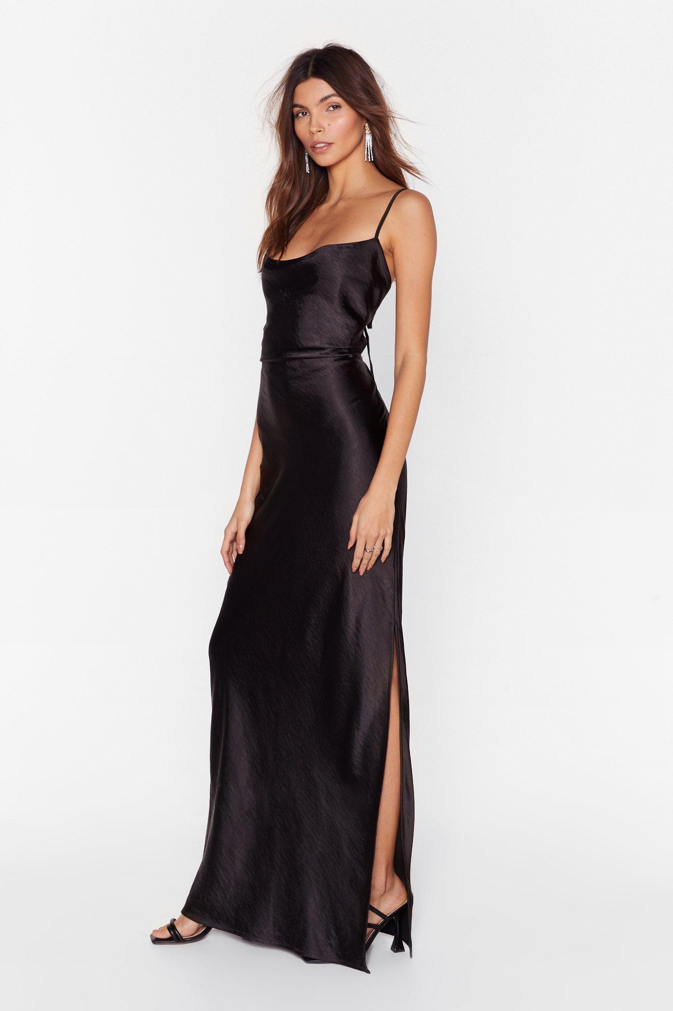 Nasty gal black satin dress best sale