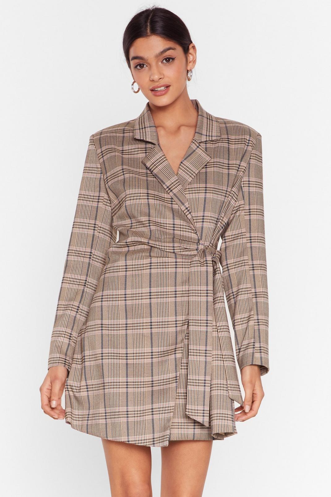 Mini Blazer Dress with Check Print Throughout image number 1
