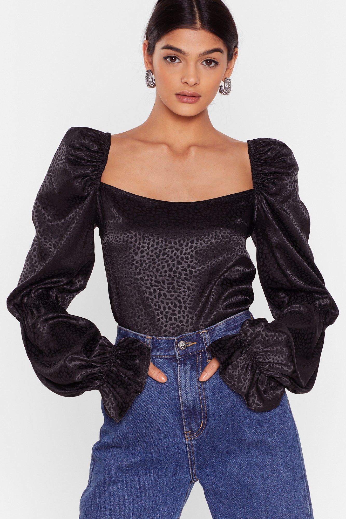 satin puff sleeve blouse