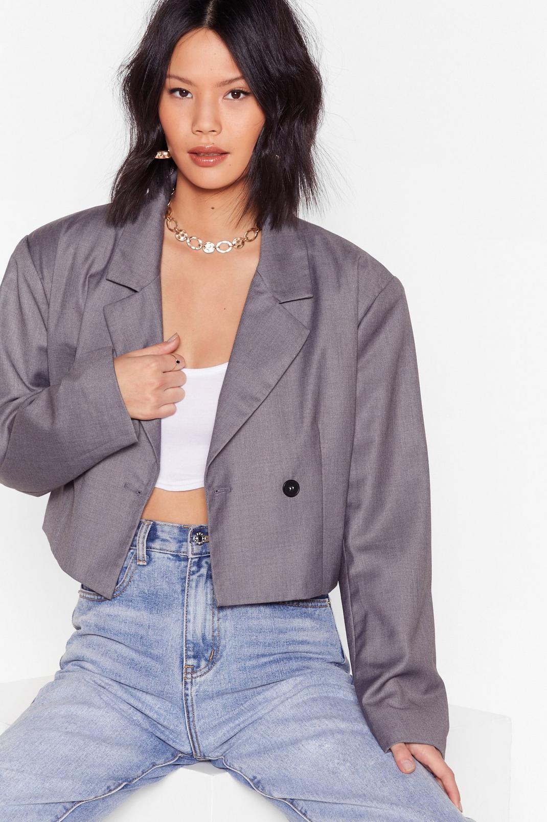 Grey Oh Crop Tailored Cropped Blazer image number 1