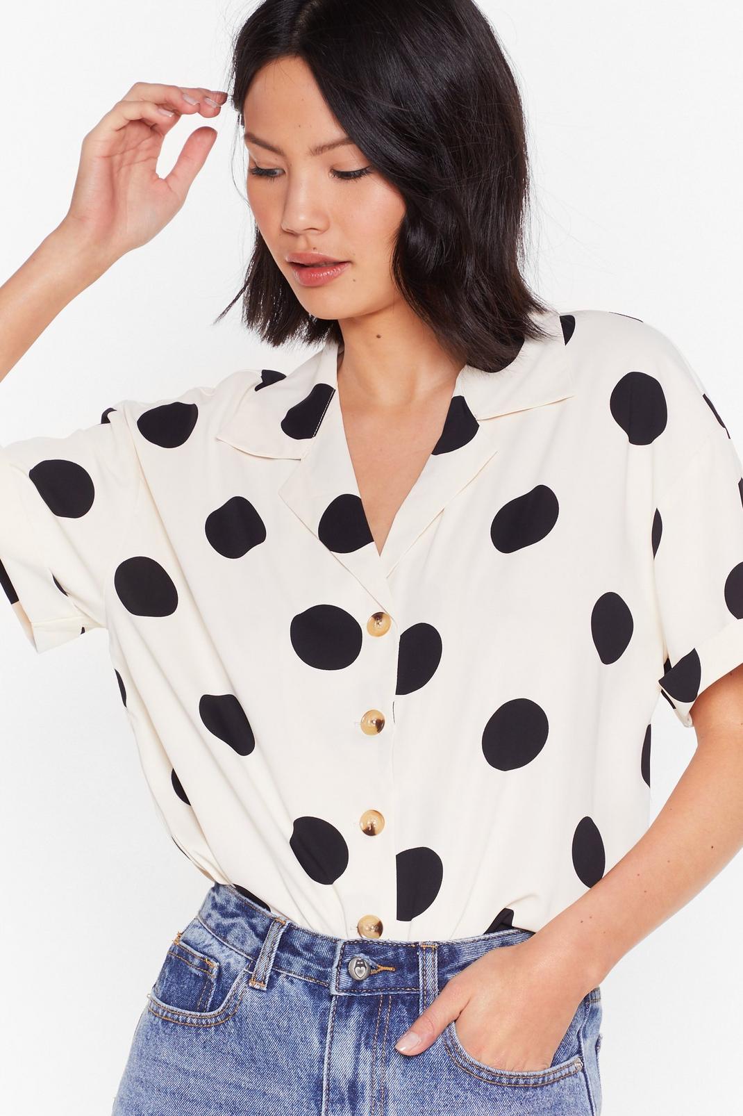 Save Us a Spot Polka Dot Button-Down Blouse image number 1