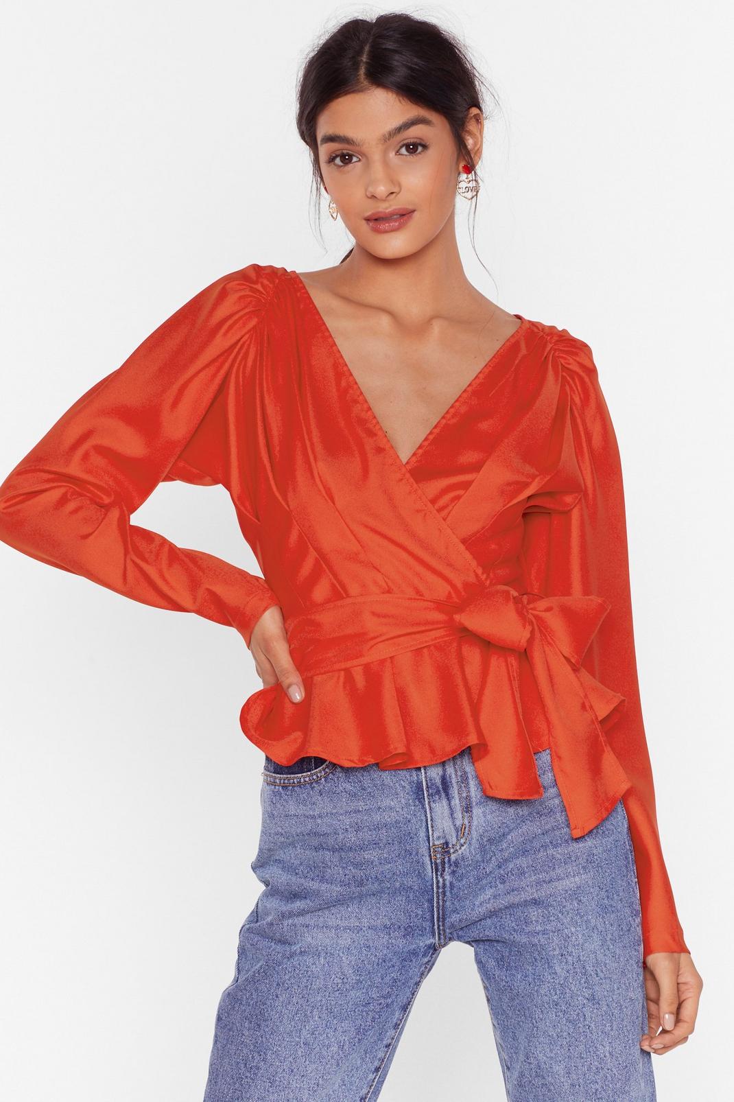 Tied Up Pleated Wrap Blouse image number 1