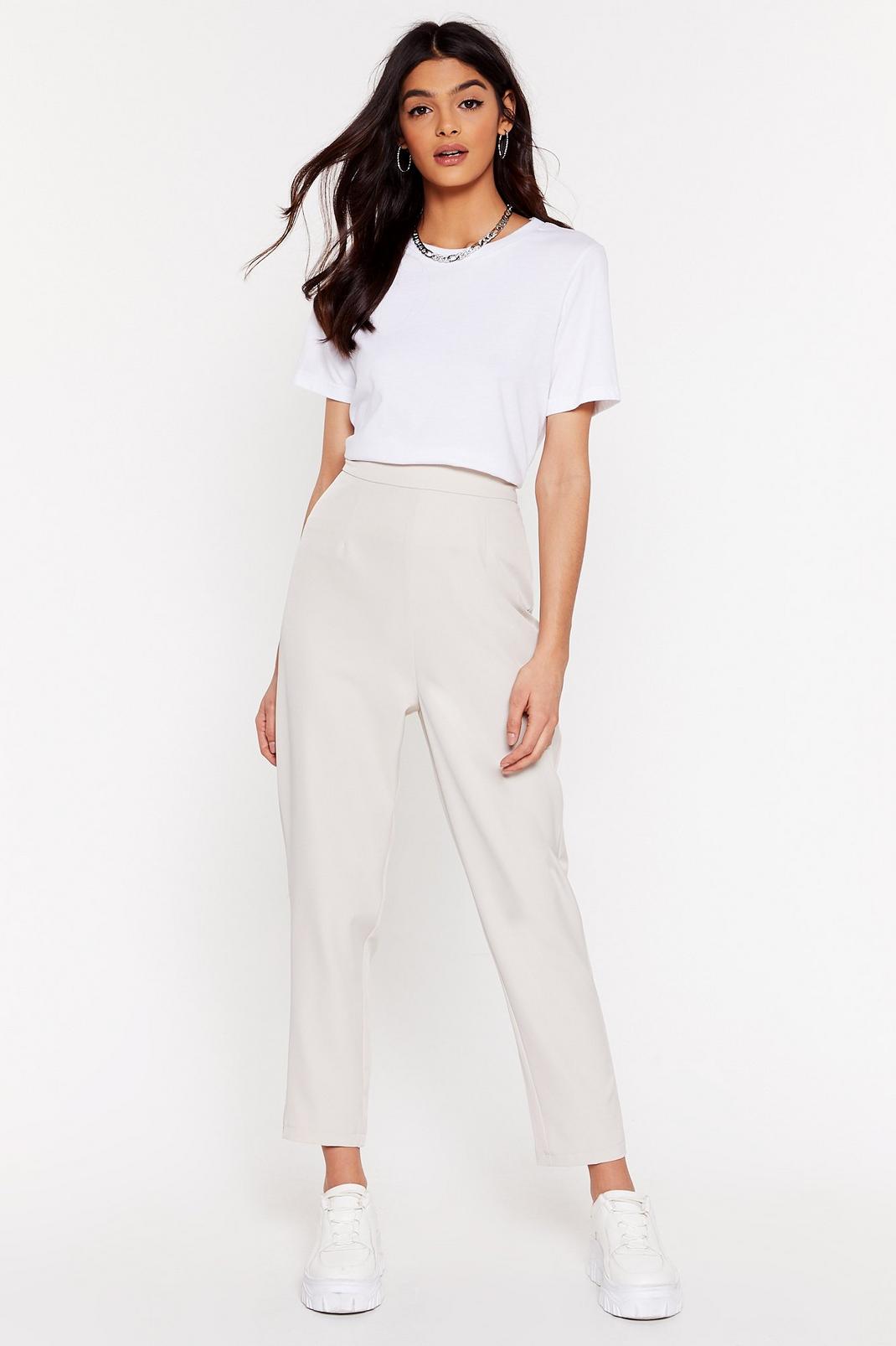 Stone High Waisted Tapered Suit Pants image number 1