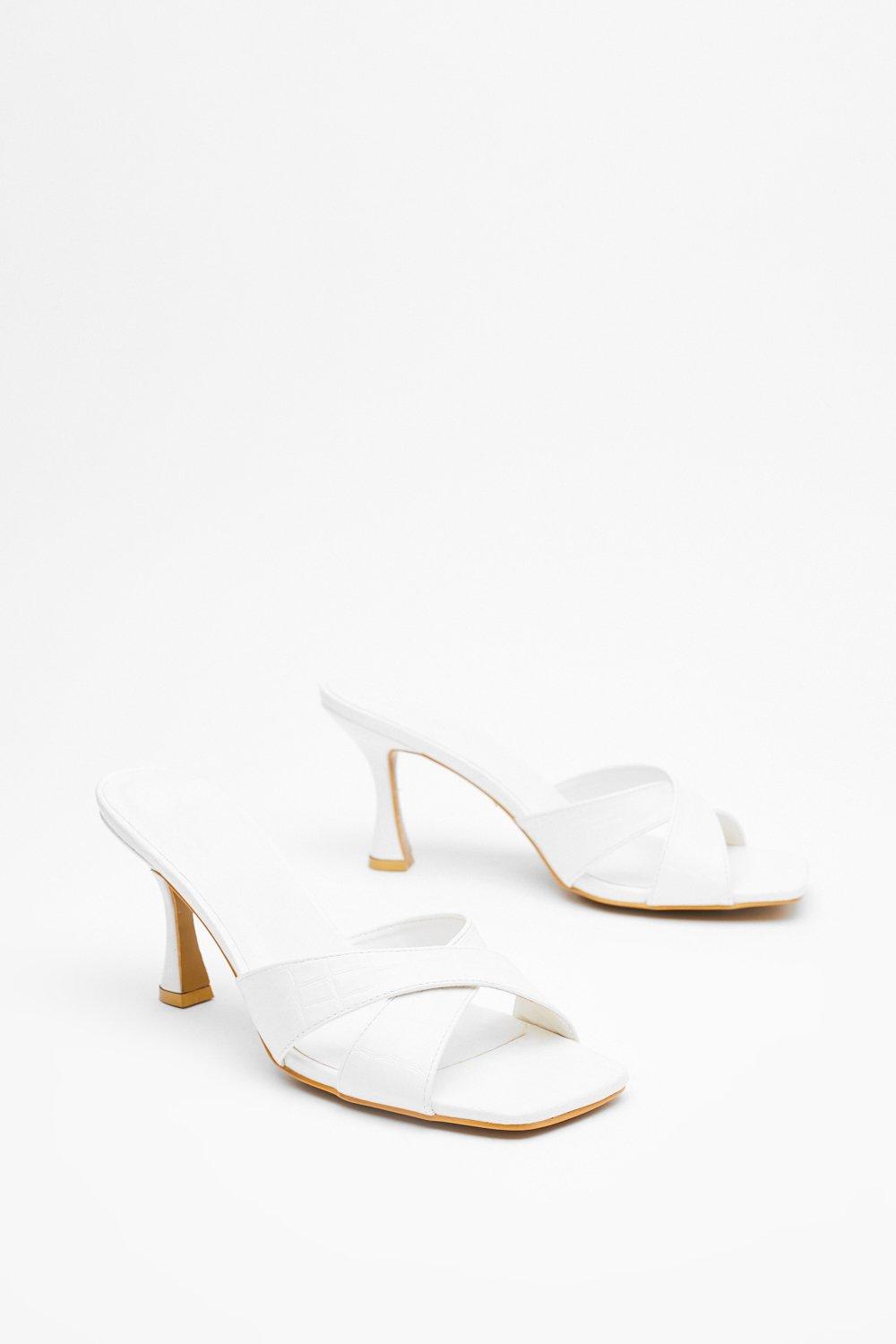 White shop kitten mules