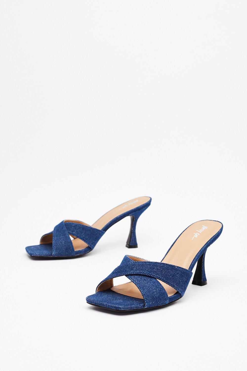 Navy kitten shop heel mules