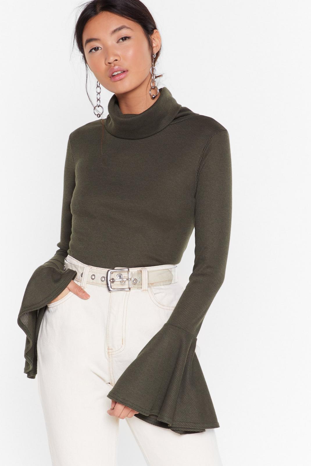 As if We'd Flare Turtleneck Ribbed Top image number 1