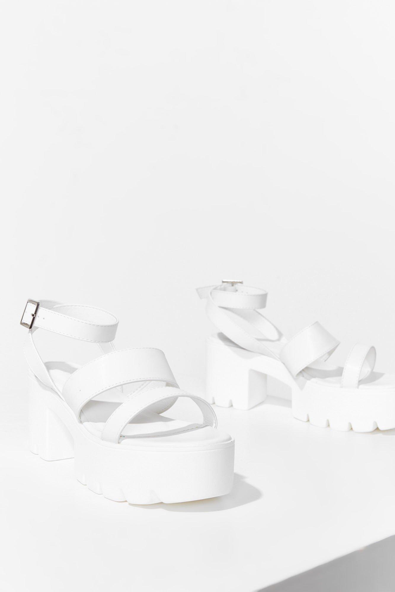 white cleated platform sandals
