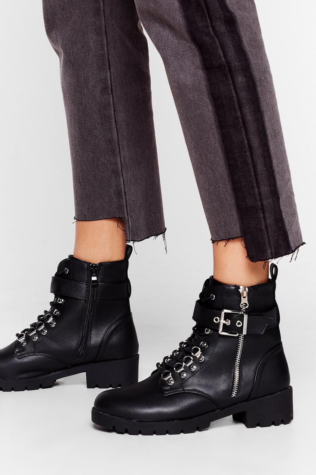 Zip the Rules Lace-Up Ankle Boots image number 1