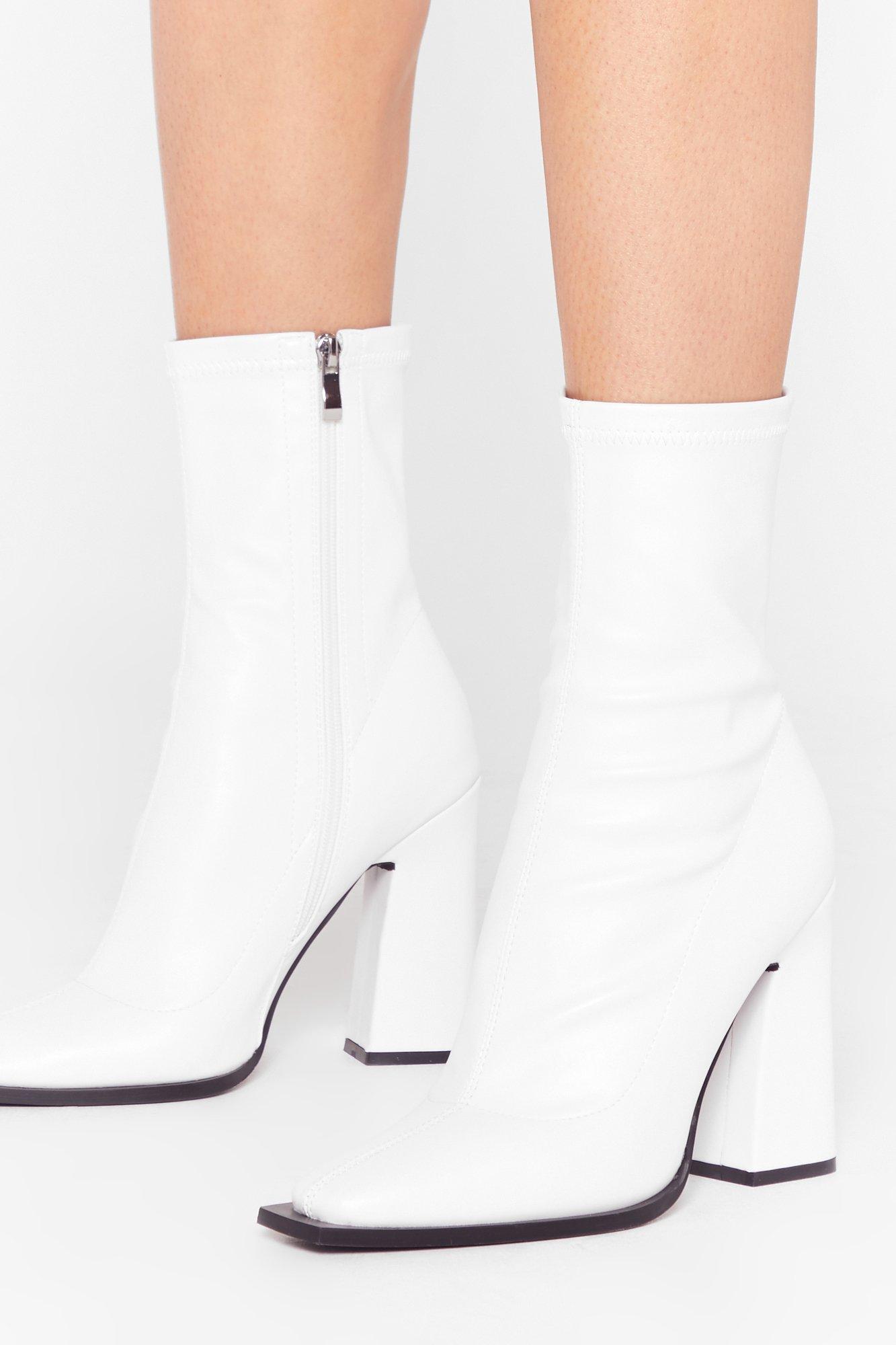 white ankle sock boots