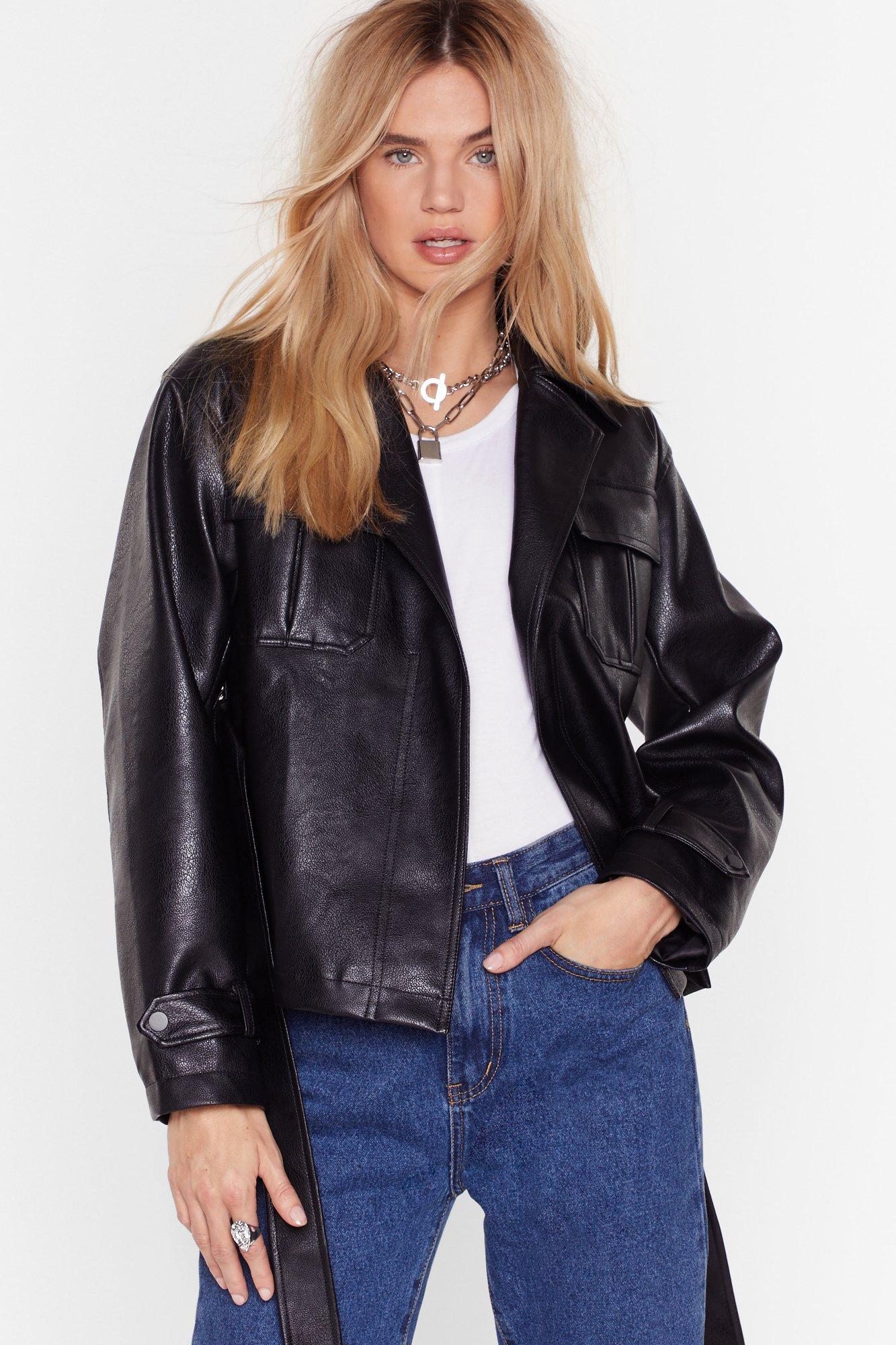 nasty gal belted leather jacket