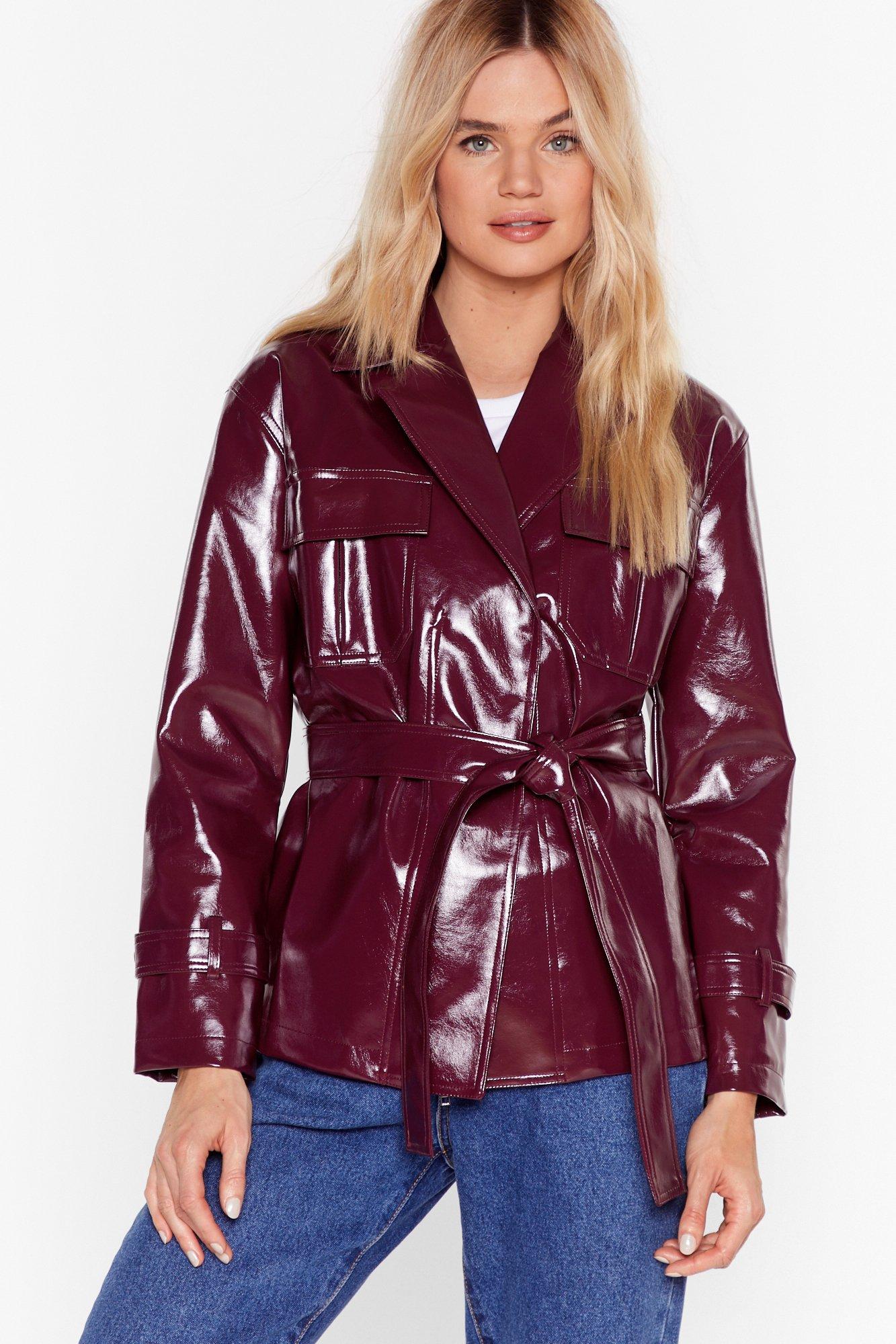 nasty gal belted leather jacket