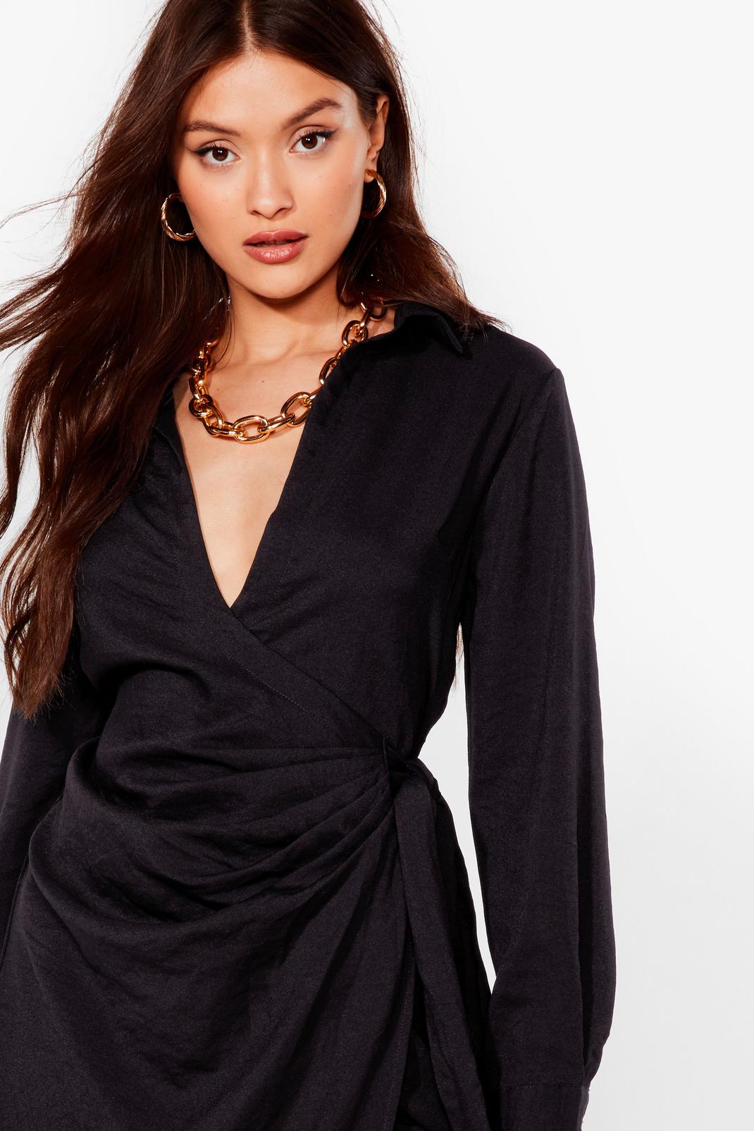 Long Sleeve Wrap Shirt Midi Dress | Nasty Gal