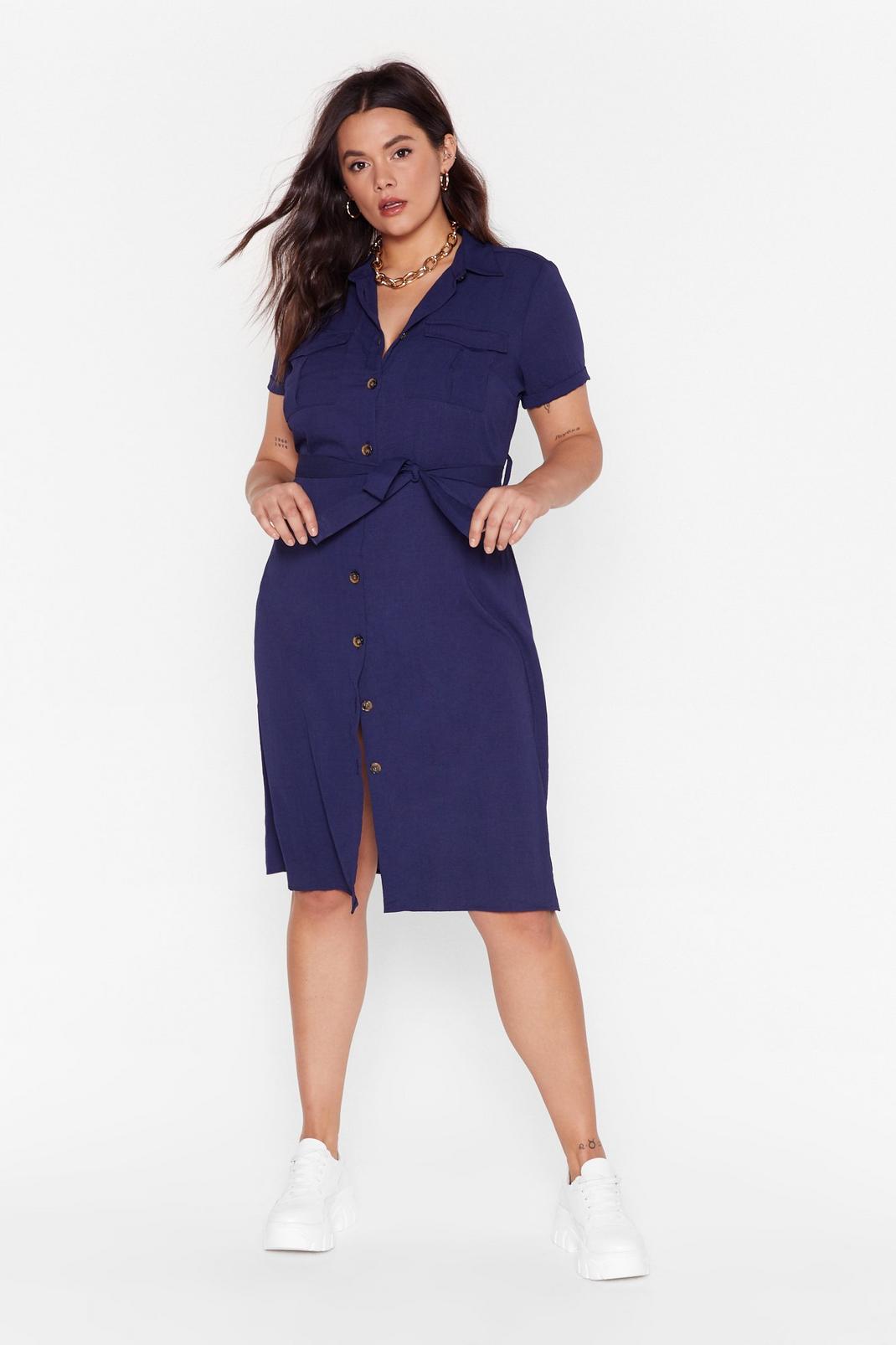 V-Neckline Plus Size Midi Dress image number 1