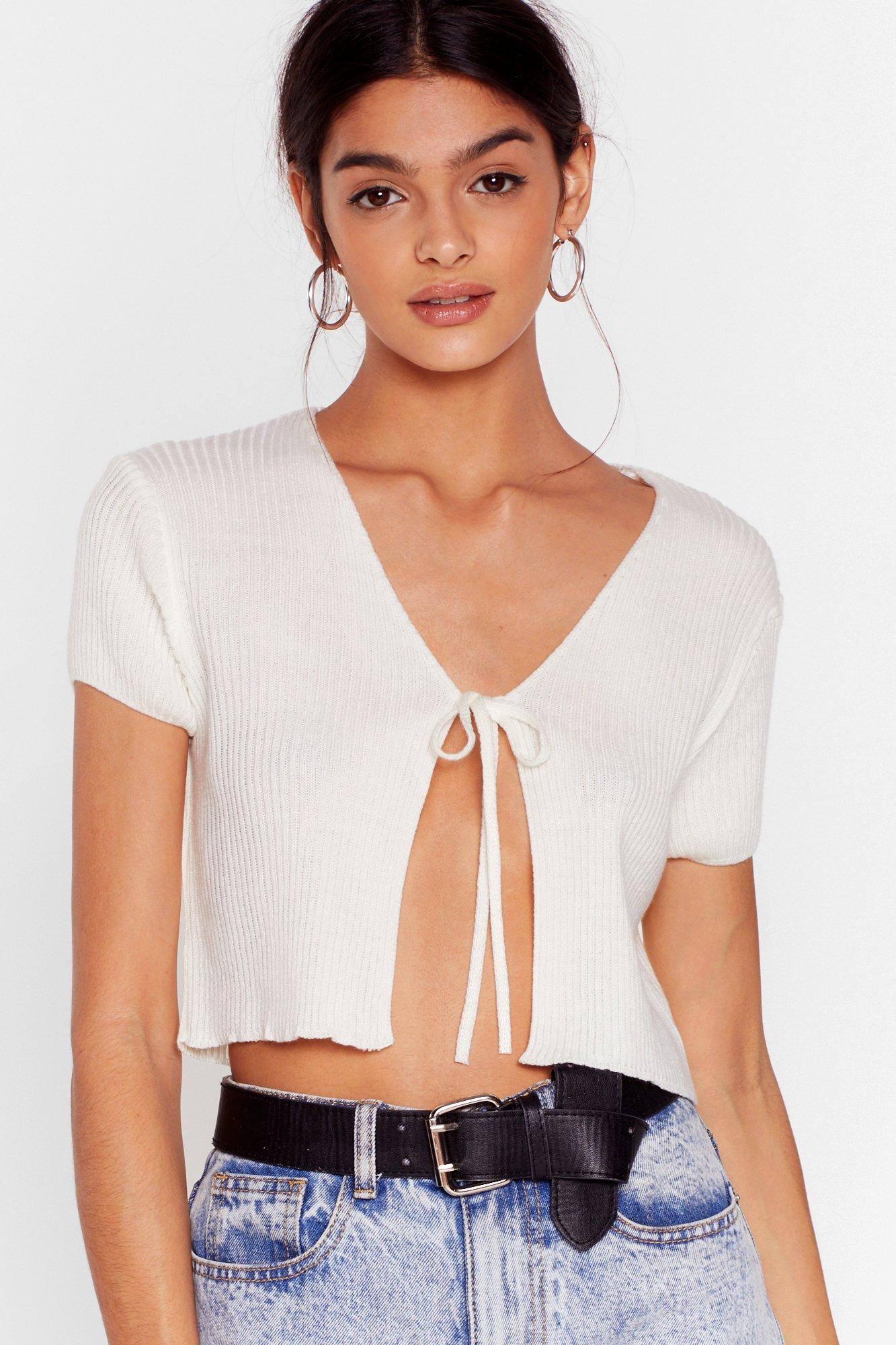 tie cardigan crop