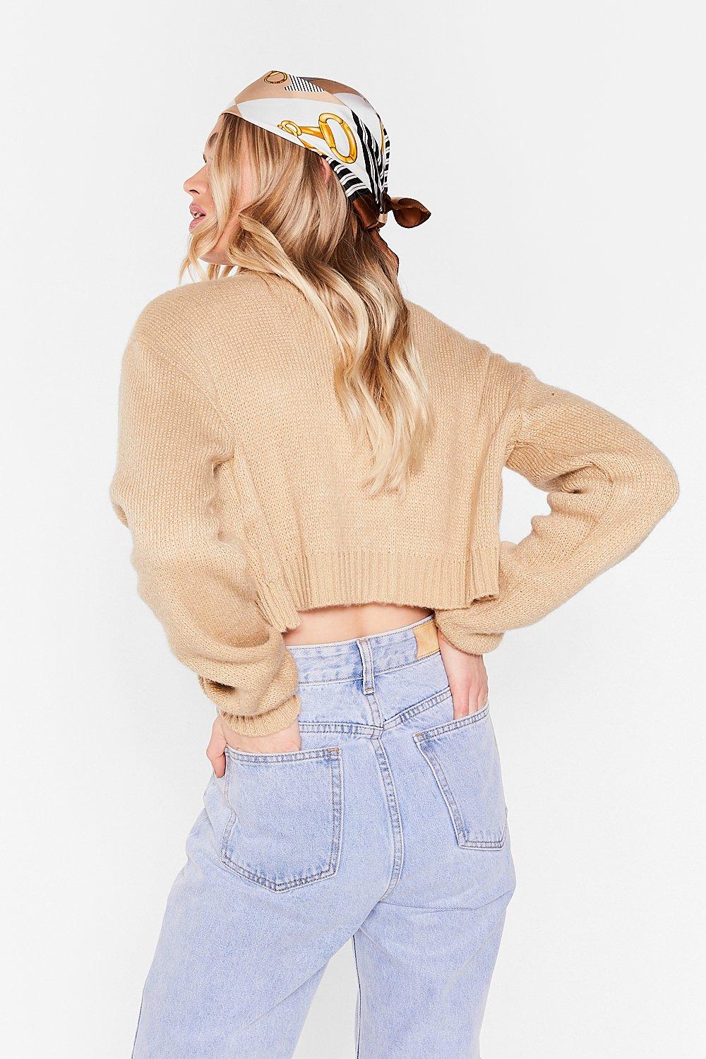 Knit the Floor V-Neck Cropped Cardigan