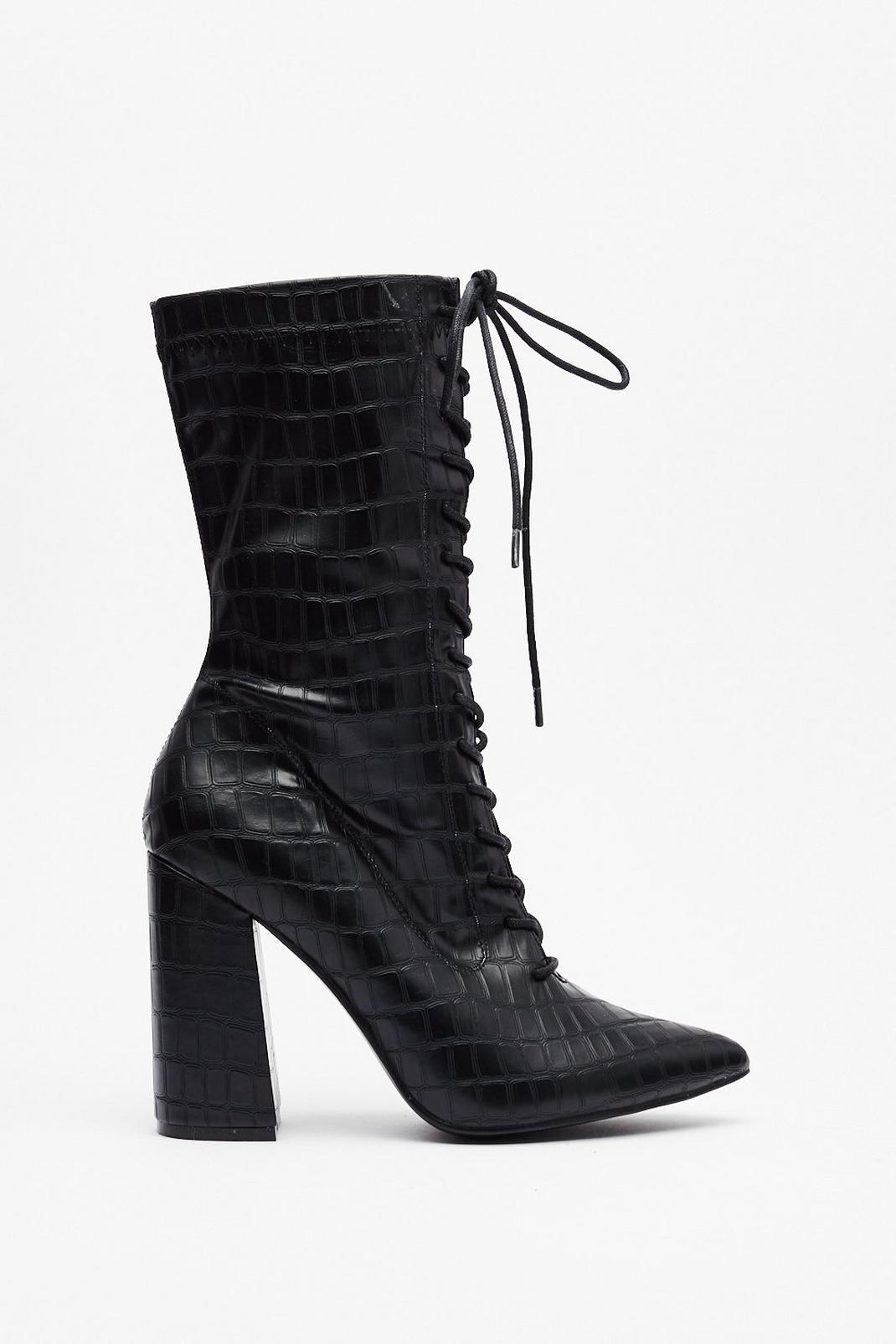 105 Croc Lace Up High Ankle Boots image number 2