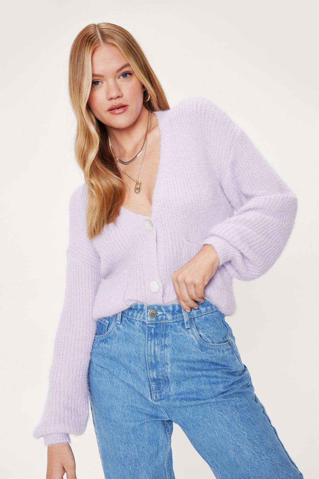 Lilac Chill Out Soft Knit Relaxed Cardigan image number 1