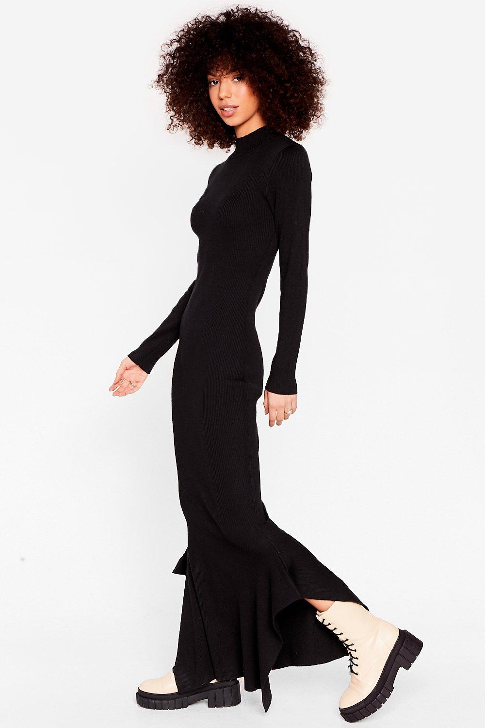 Long sleeve shop maxi ribbed dress