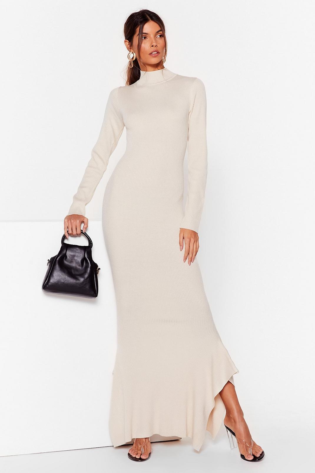 Stone Ribbed Long Sleeve Waterfall Maxi Dress image number 1