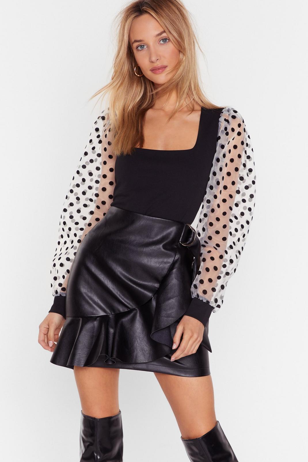 Black Spots Going On Organza Balloon Sleeve Blouse image number 1