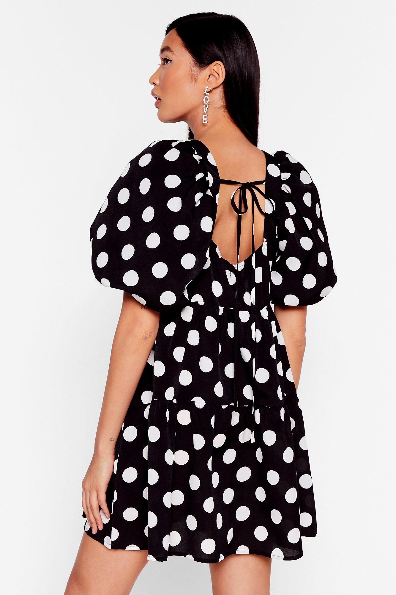 Polka dot sale dress puff sleeves