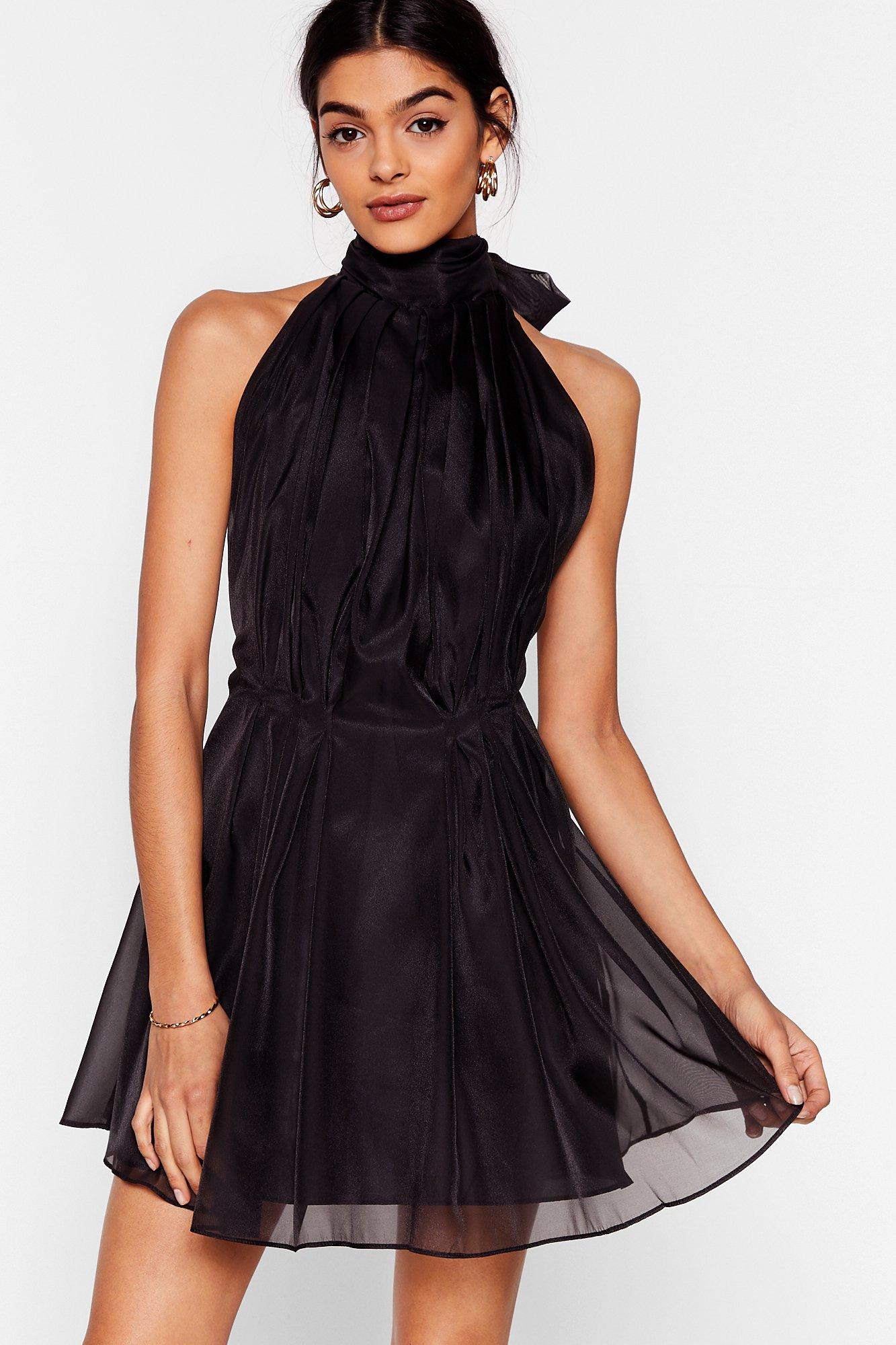 black halter neck mini dress