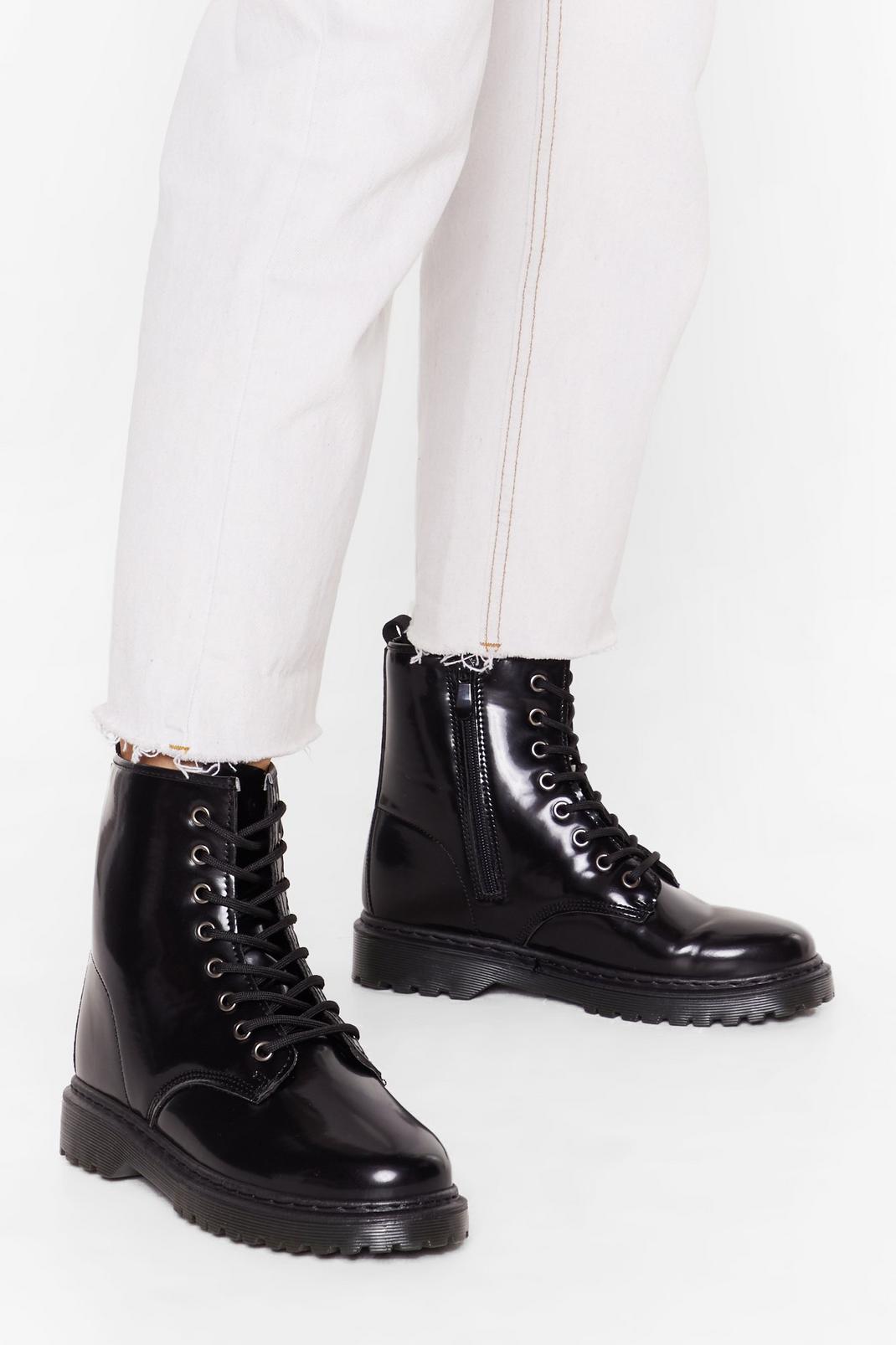 Ain't Got Shine Faux Leather Lace-Up Boots image number 1