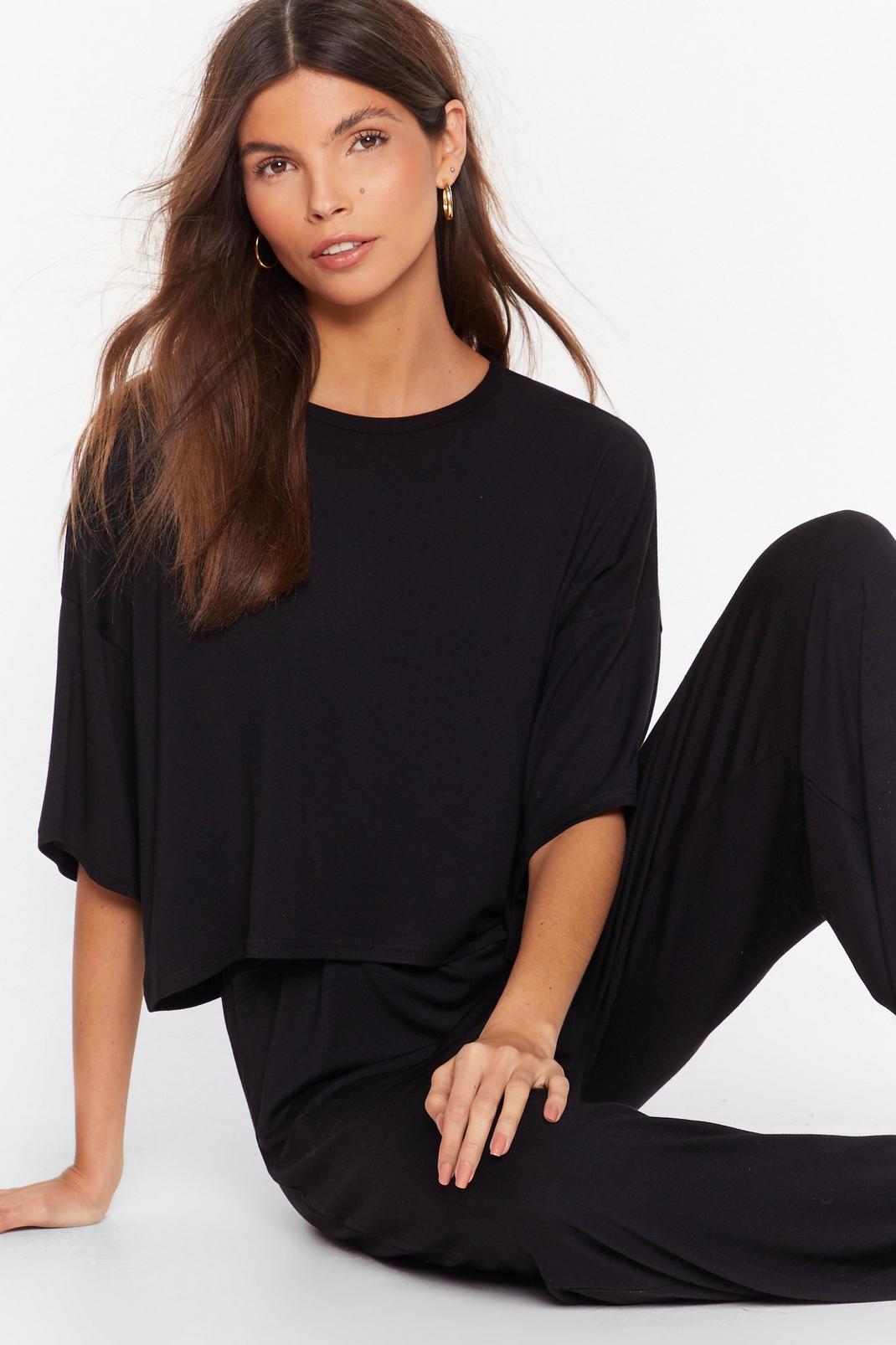 Cropped Jersey T-Shirt And Wide-Leg Pants image number 1