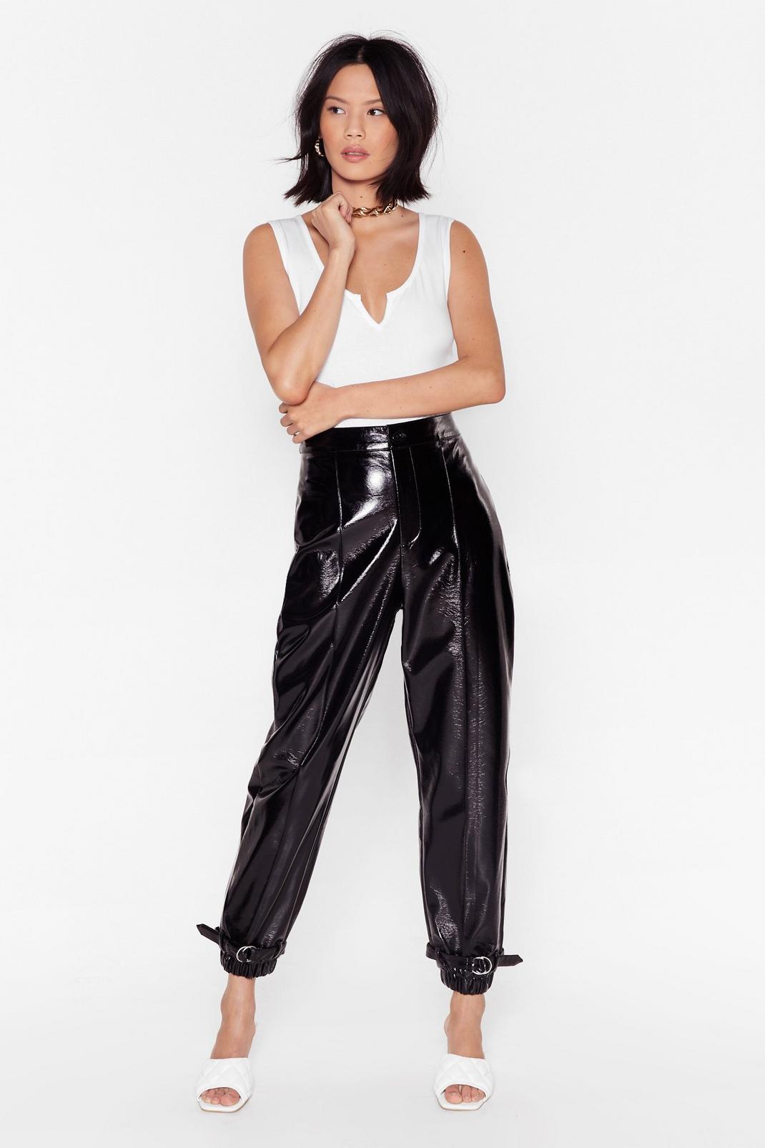 Feeling Vinyl High-Waisted Buckle Trousers image number 1
