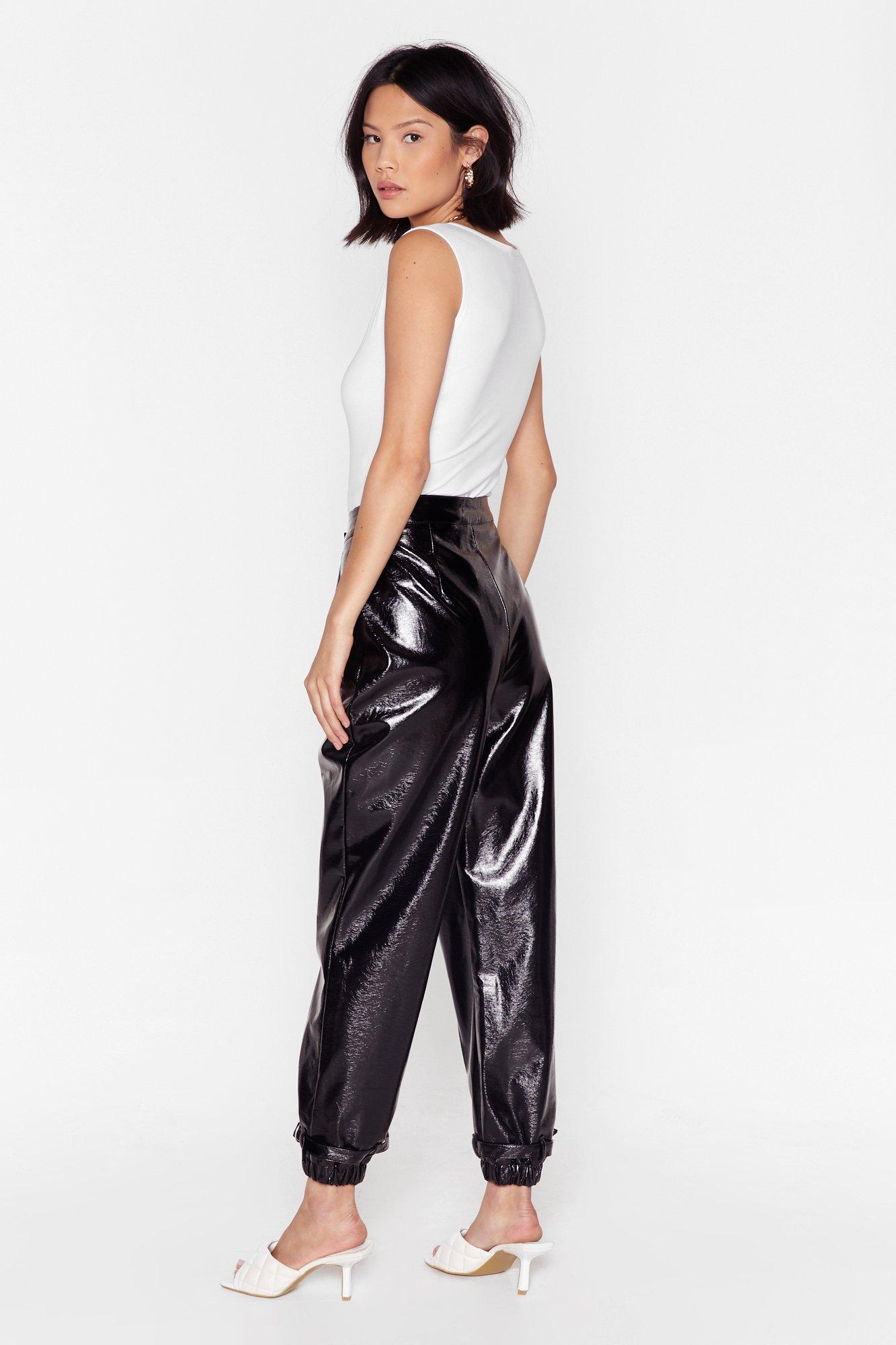 Vinyl pants hotsell high waisted