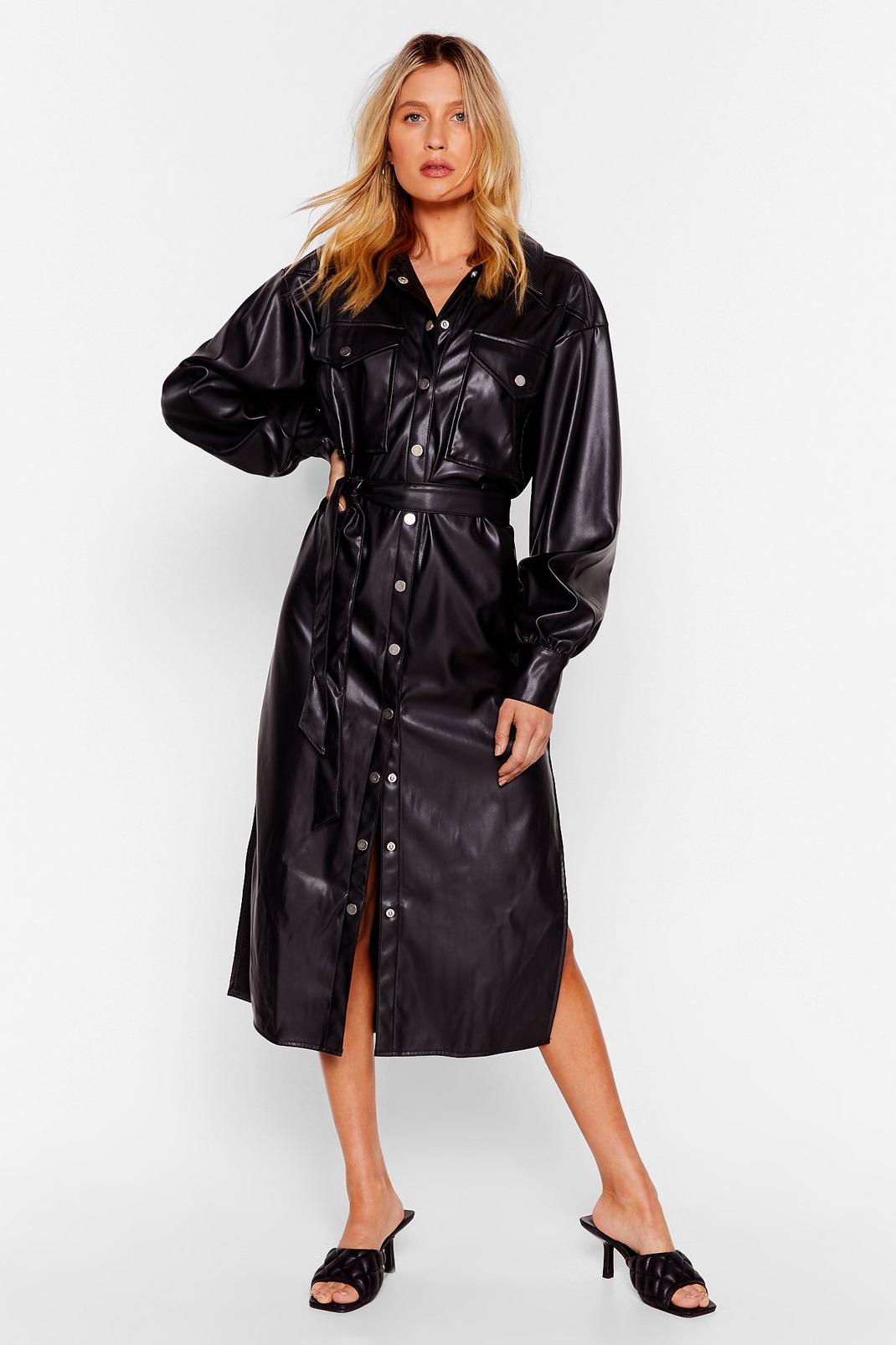 Another Won't Shirt Faux Leather Midi Dress | Nasty Gal