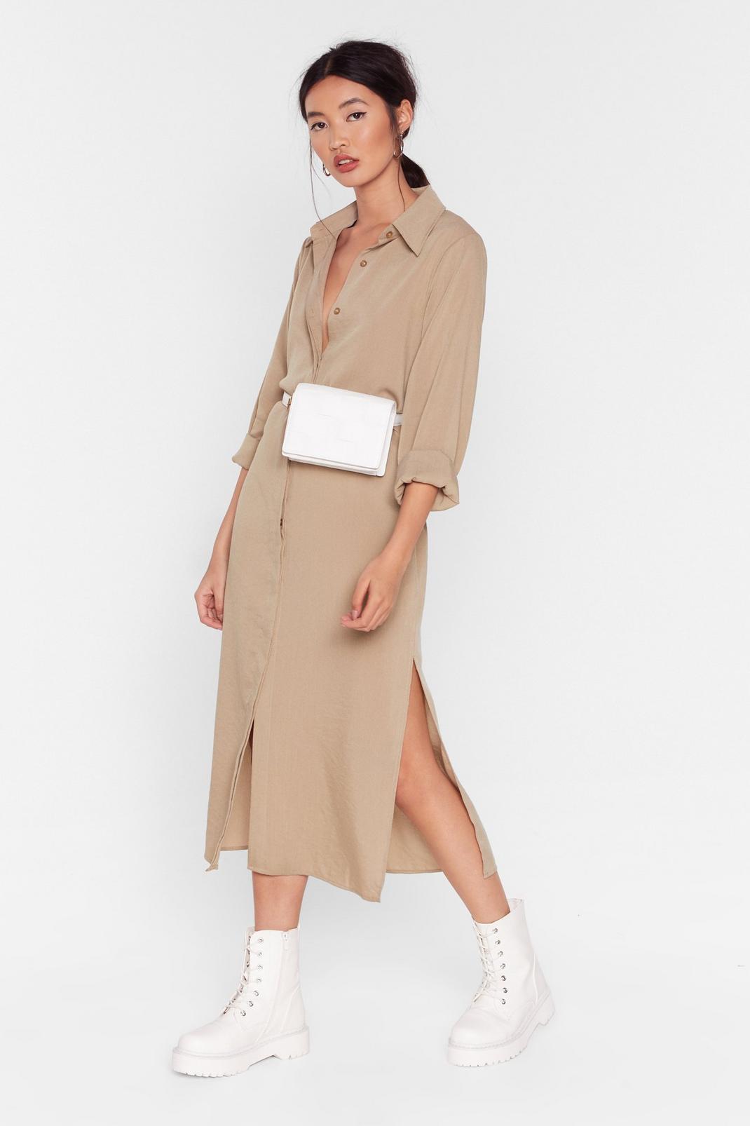 Stone Don't Get Shirty Belted Midi Dress image number 1