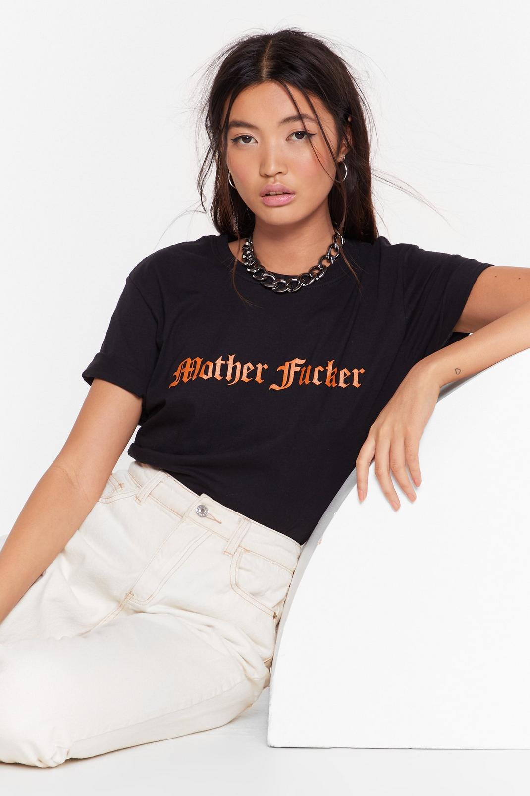 T-shirt ample à slogan Mother Fucker, Black image number 1