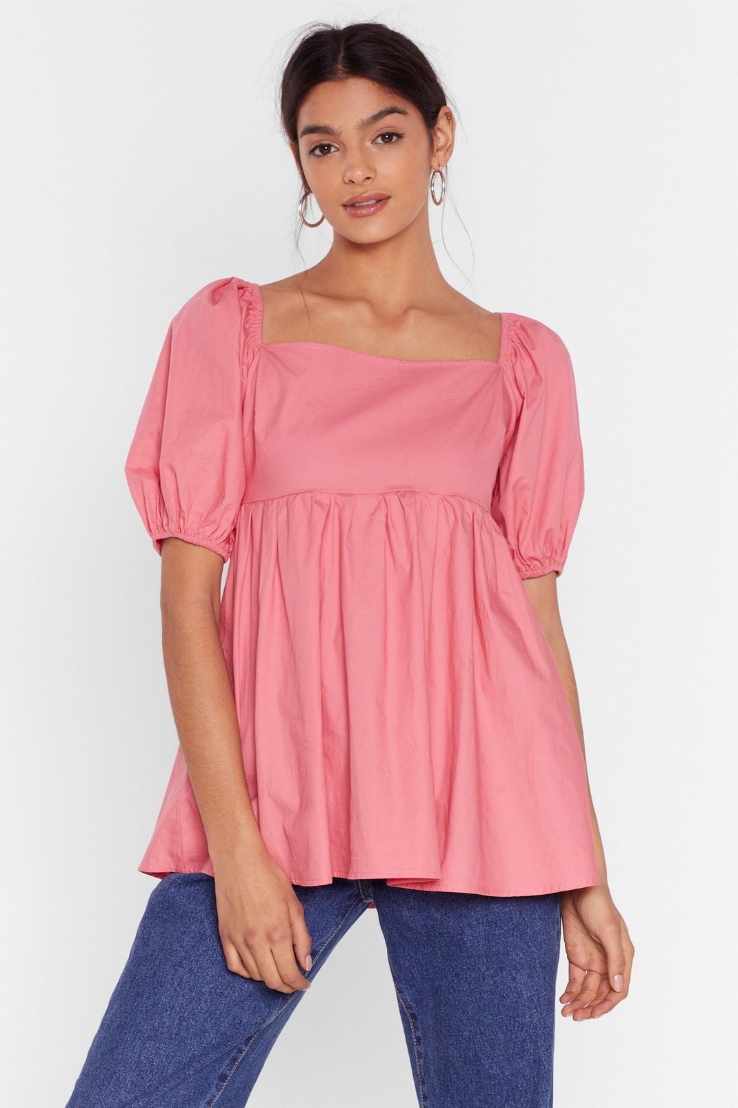 Square Neckline Puff Sleeve Blouse image number 1