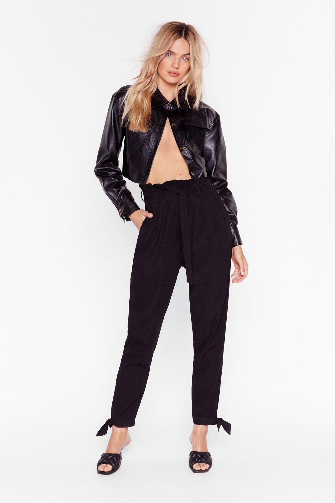 Tie and Relax High-Waisted Paperbag Trousers image number 1
