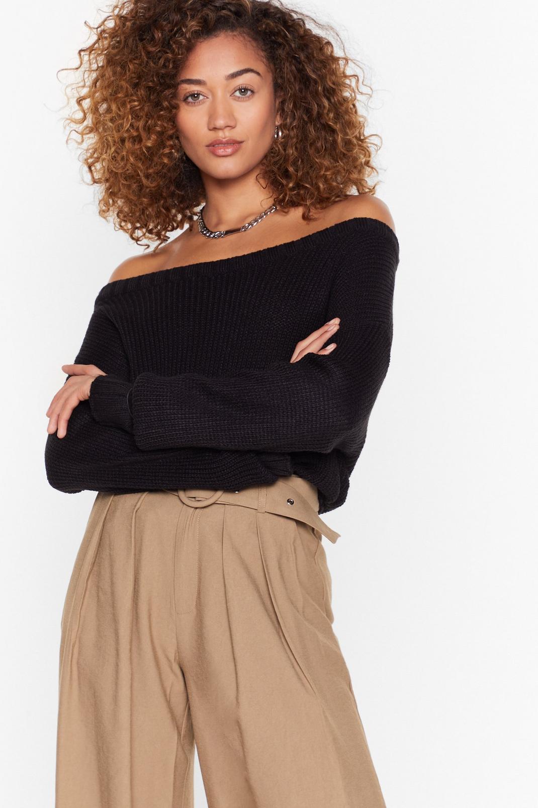 105 Knitted Slouchy Off the Shoulder Jumper image number 1