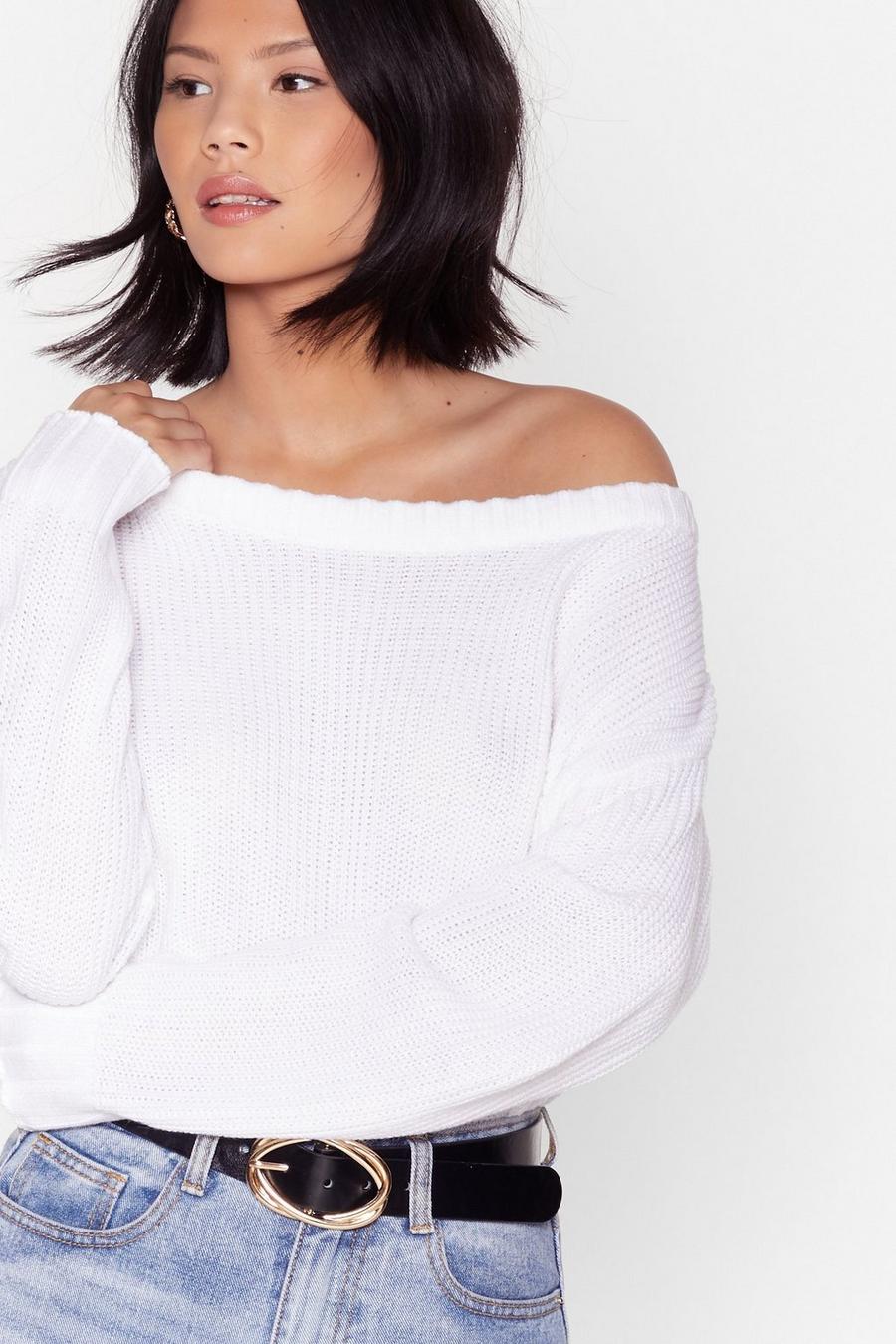 Knit's My Way Off-the-Shoulder Sweater