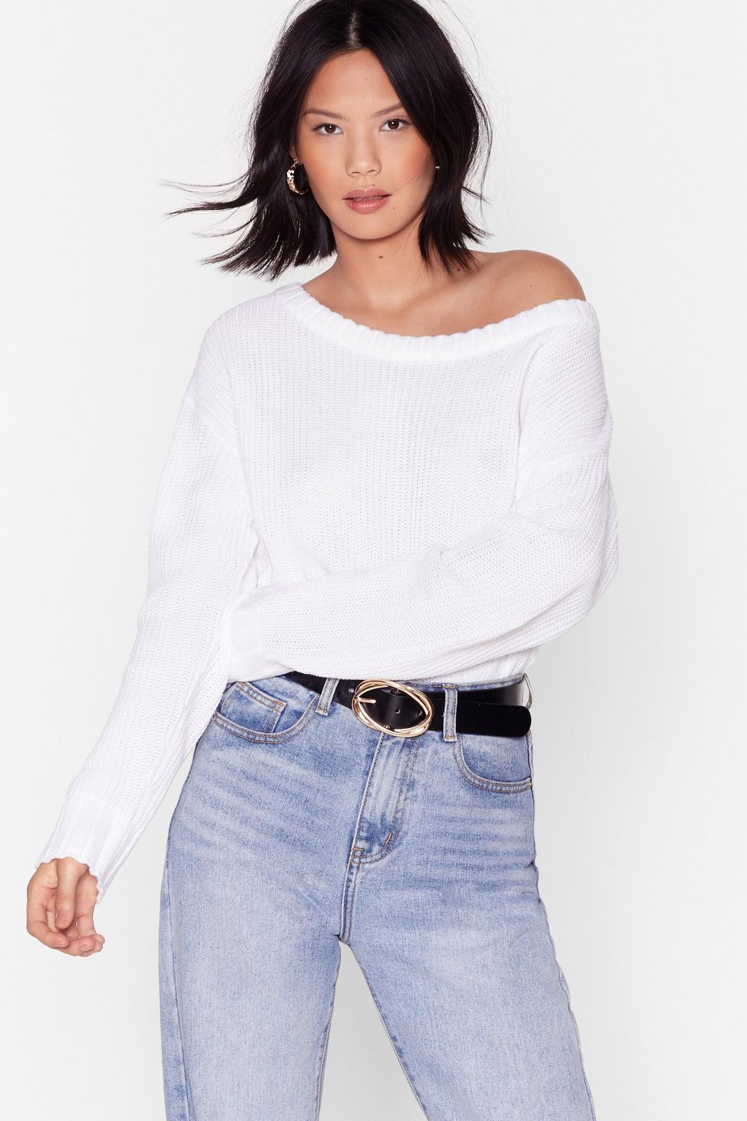 173 Knitted Slouchy Off the Shoulder Sweater image number 2
