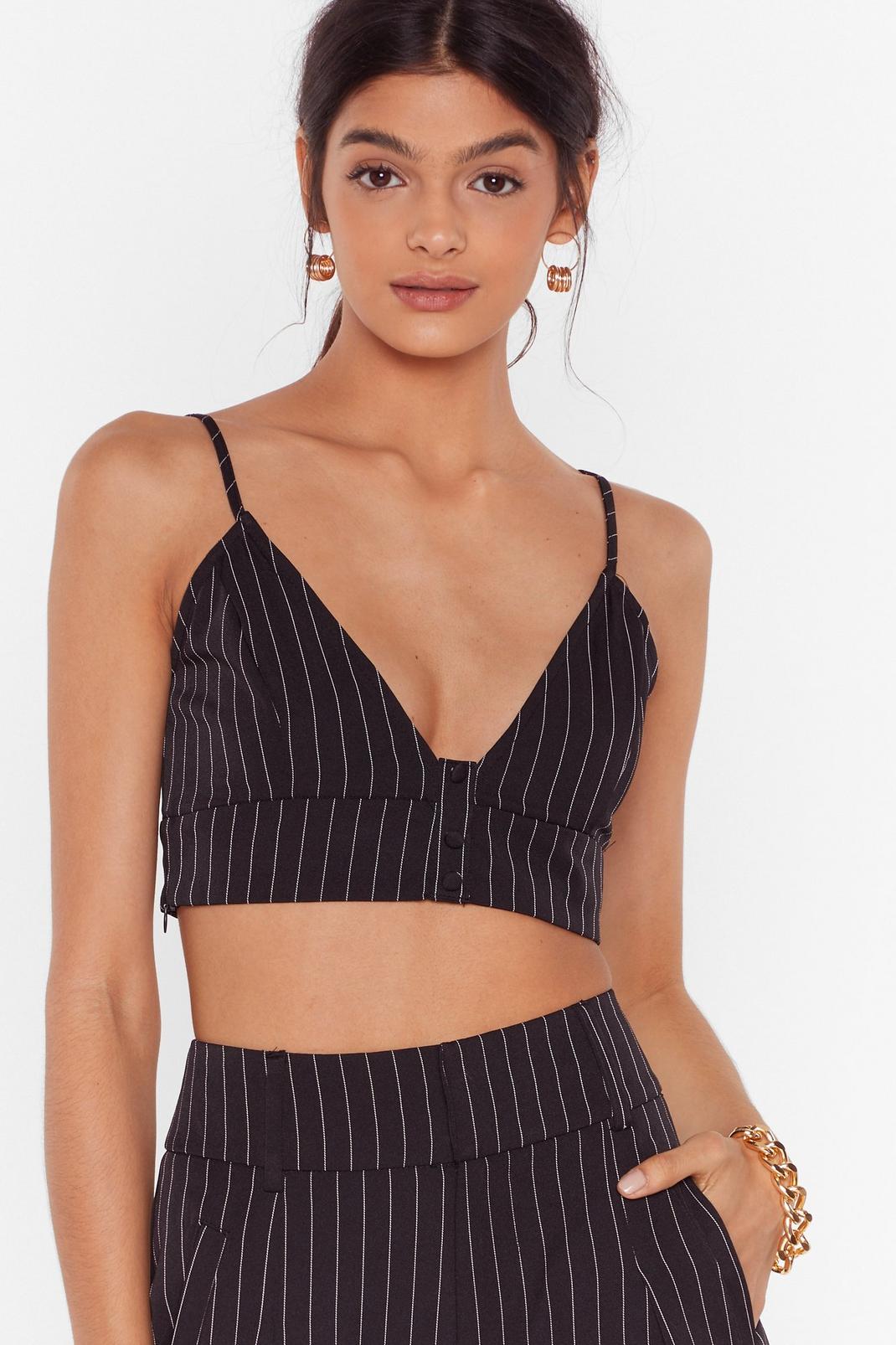 That's All Stripe Button-Down Crop Top image number 1