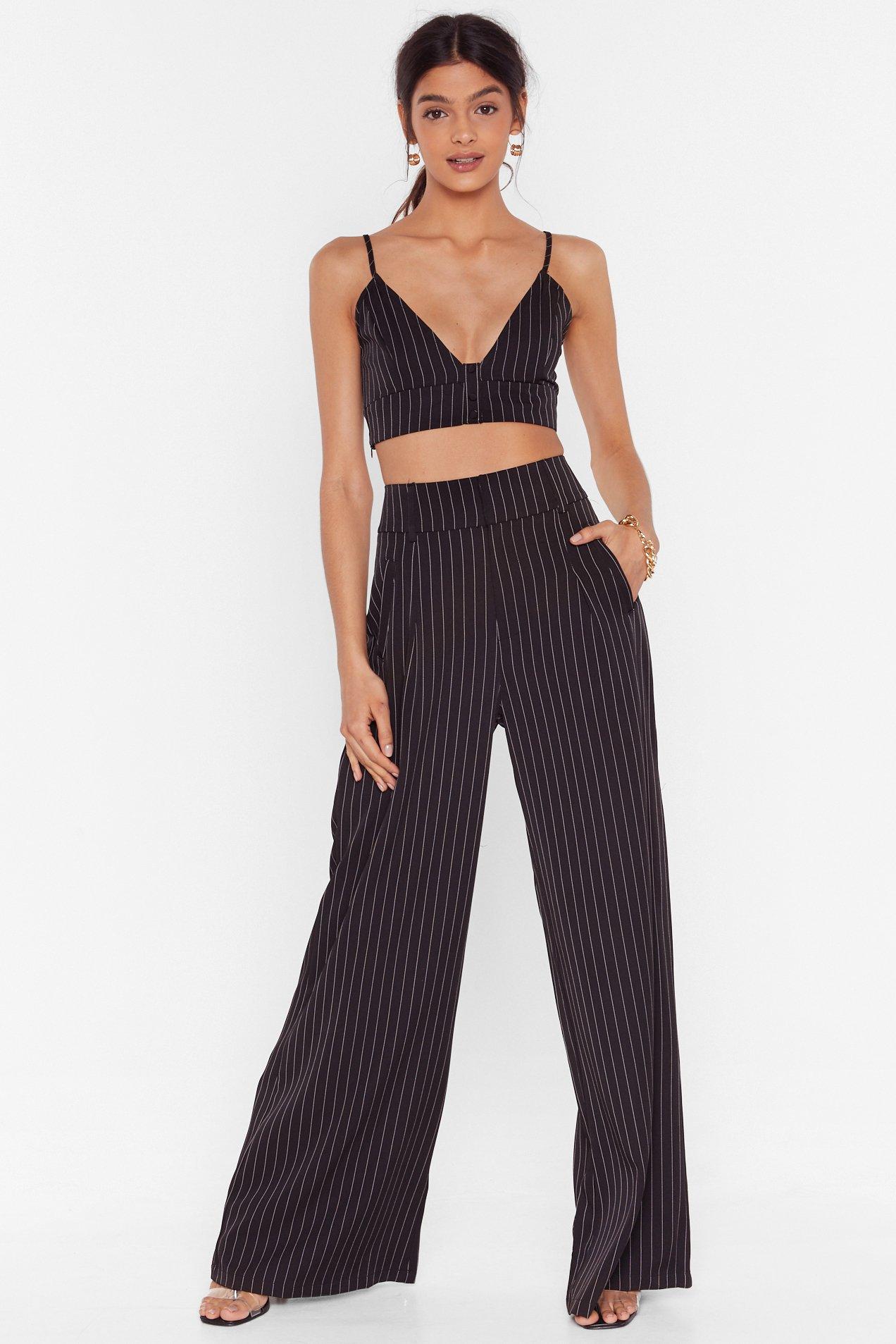 high waisted striped pants wide leg