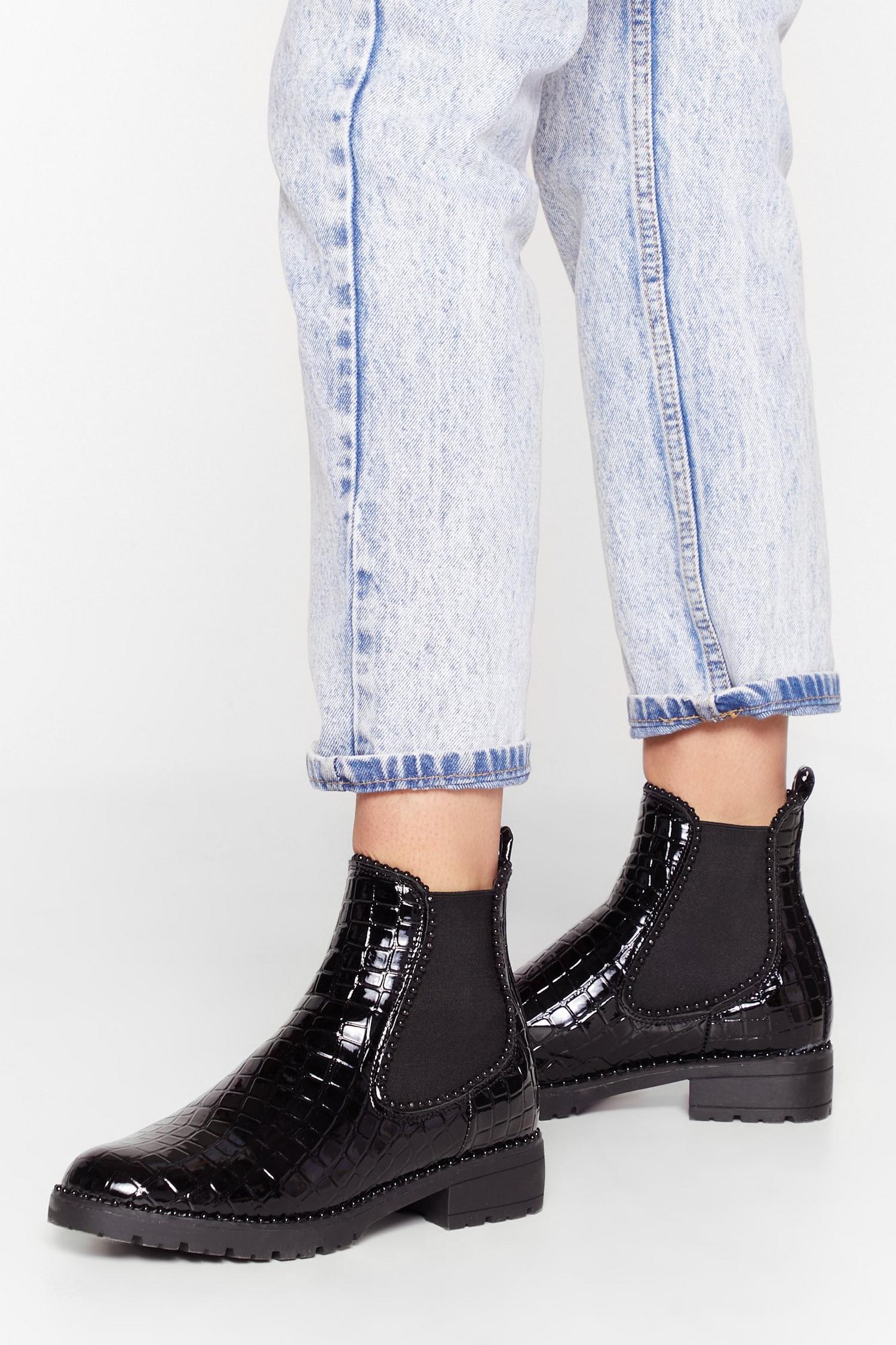 mock croc chelsea boots
