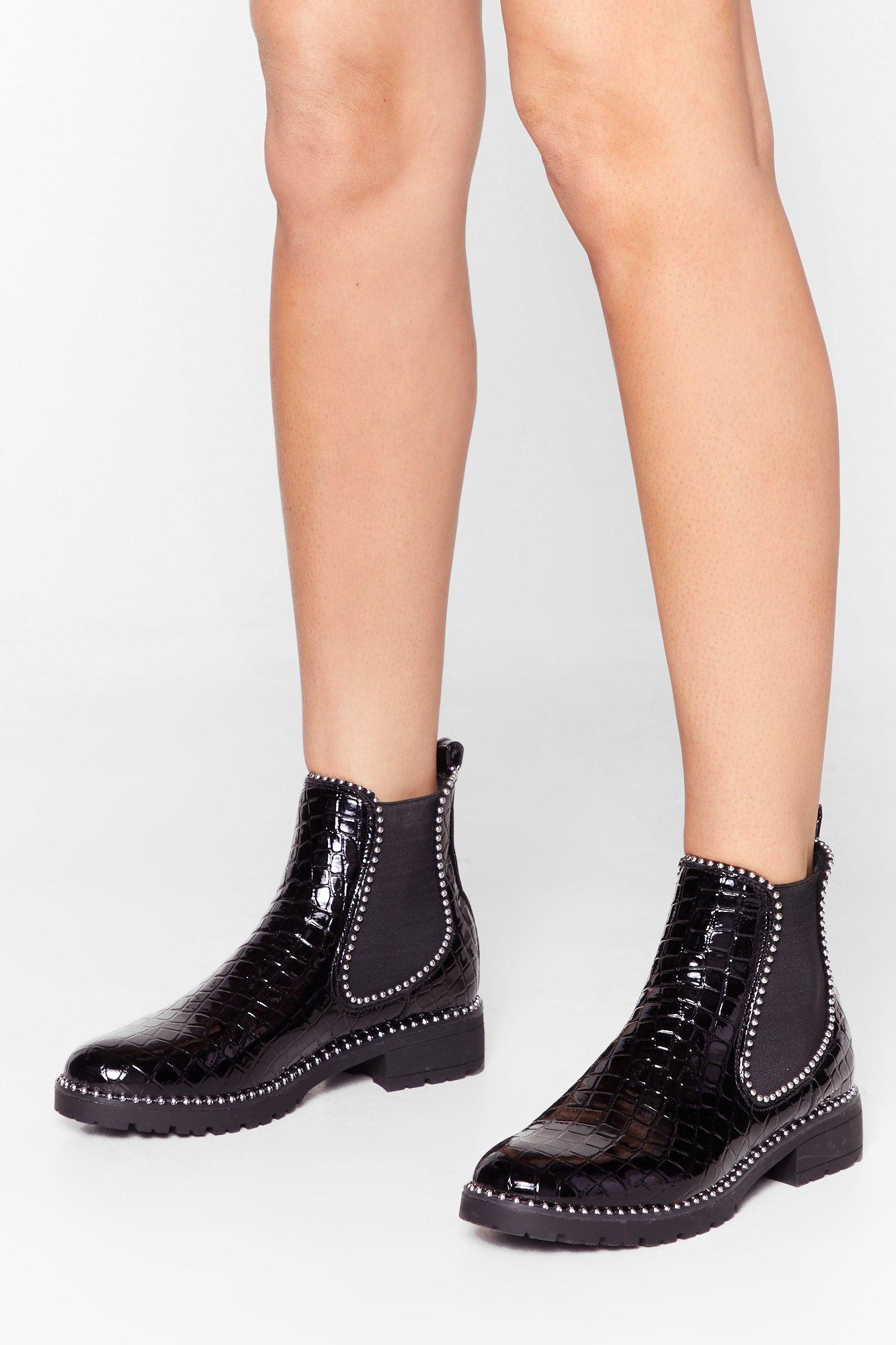 black studded chelsea boots