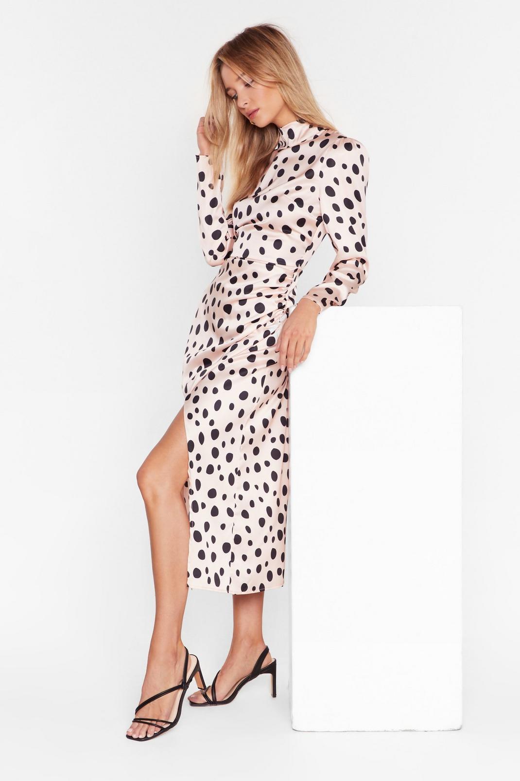 Nude Who's That Lil Spot-tie Satin Midi Dress image number 1